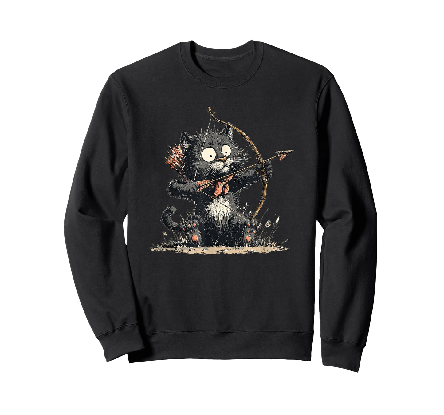 Funny Archer Cat with Bow and Arrow Graphic Costume T-Shirt