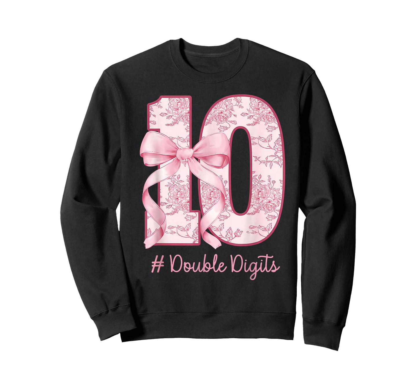 Funny Pink 10 Double Digits Coquette Birthday Party Girls T-Shirt