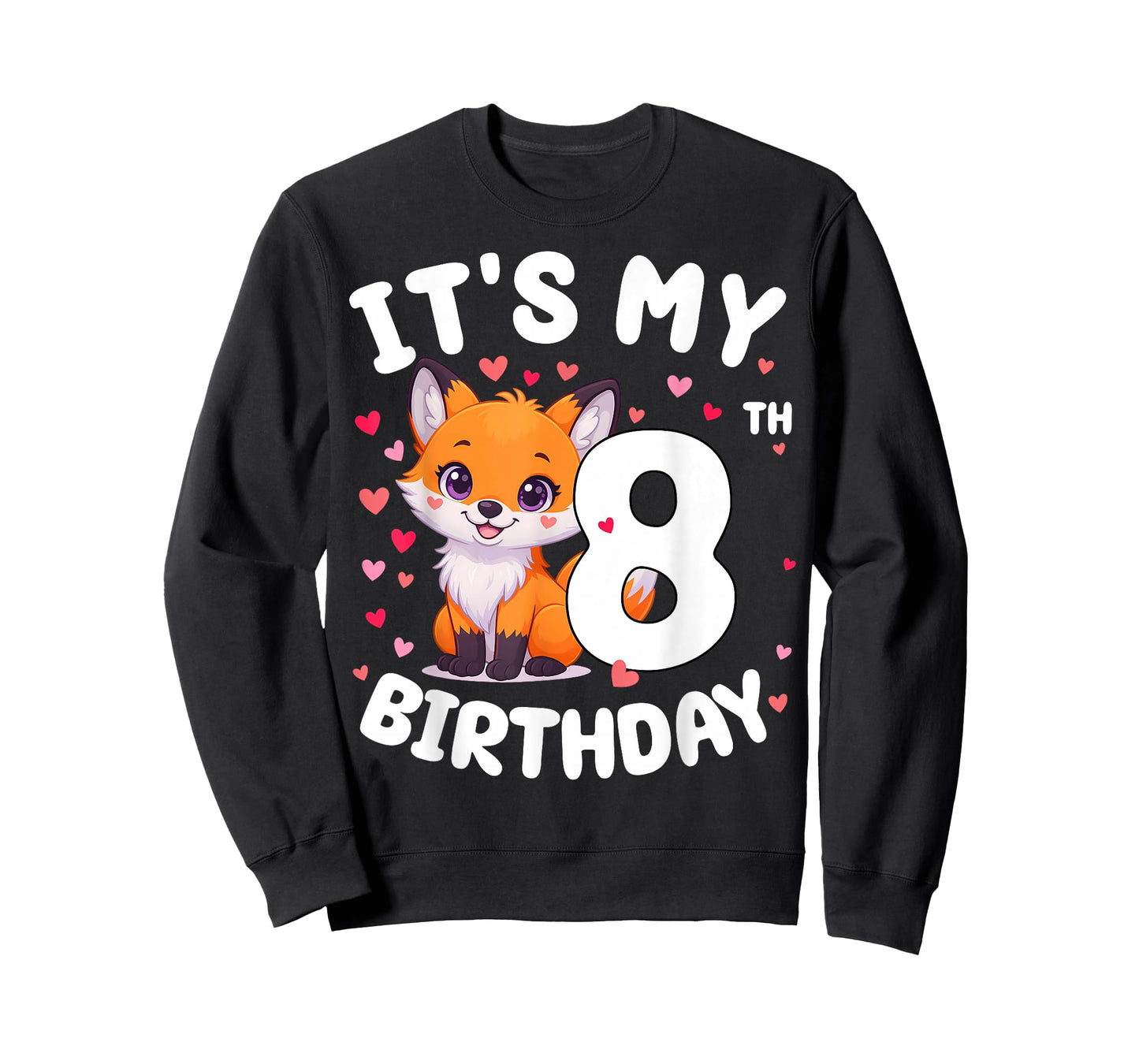 Fox Animal Lovers 8th Birthday Girl Fox B-Day 8 Years Old T-Shirt
