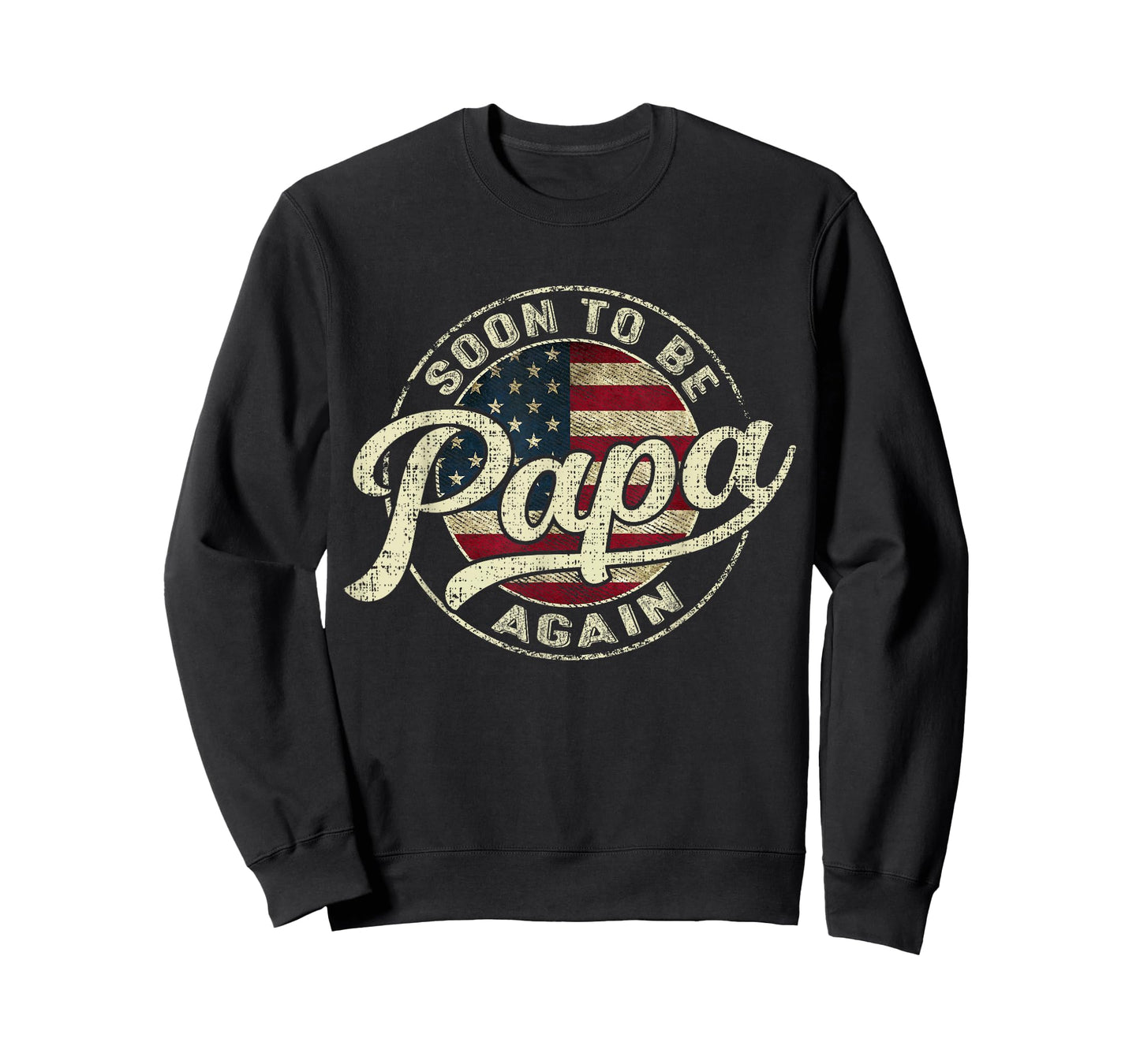 Mens Soon to Be Papa Again Pregnancy Expecting Baby USA Flag Papa T-Shirt