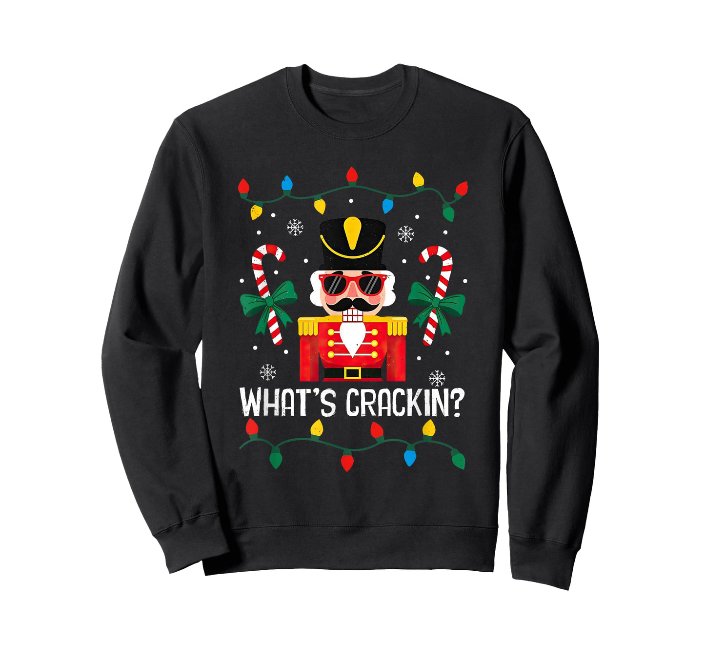 What's Crackin Nutcracker Christmas Candy Cane Coquette Bow T-Shirt