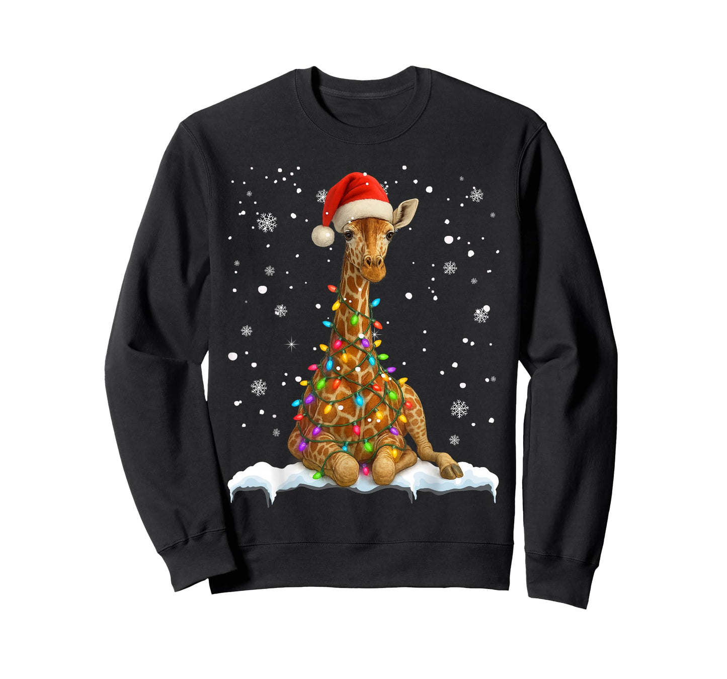 Cute Giraffe Christmas Light Funny Giraffe Lover Xmas T-Shirt