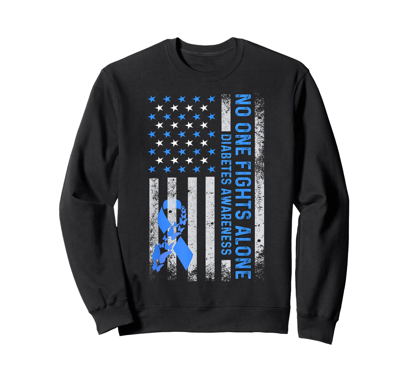 USA American Flag No Fighting Alone Diabetes Awareness T1D T-Shirt