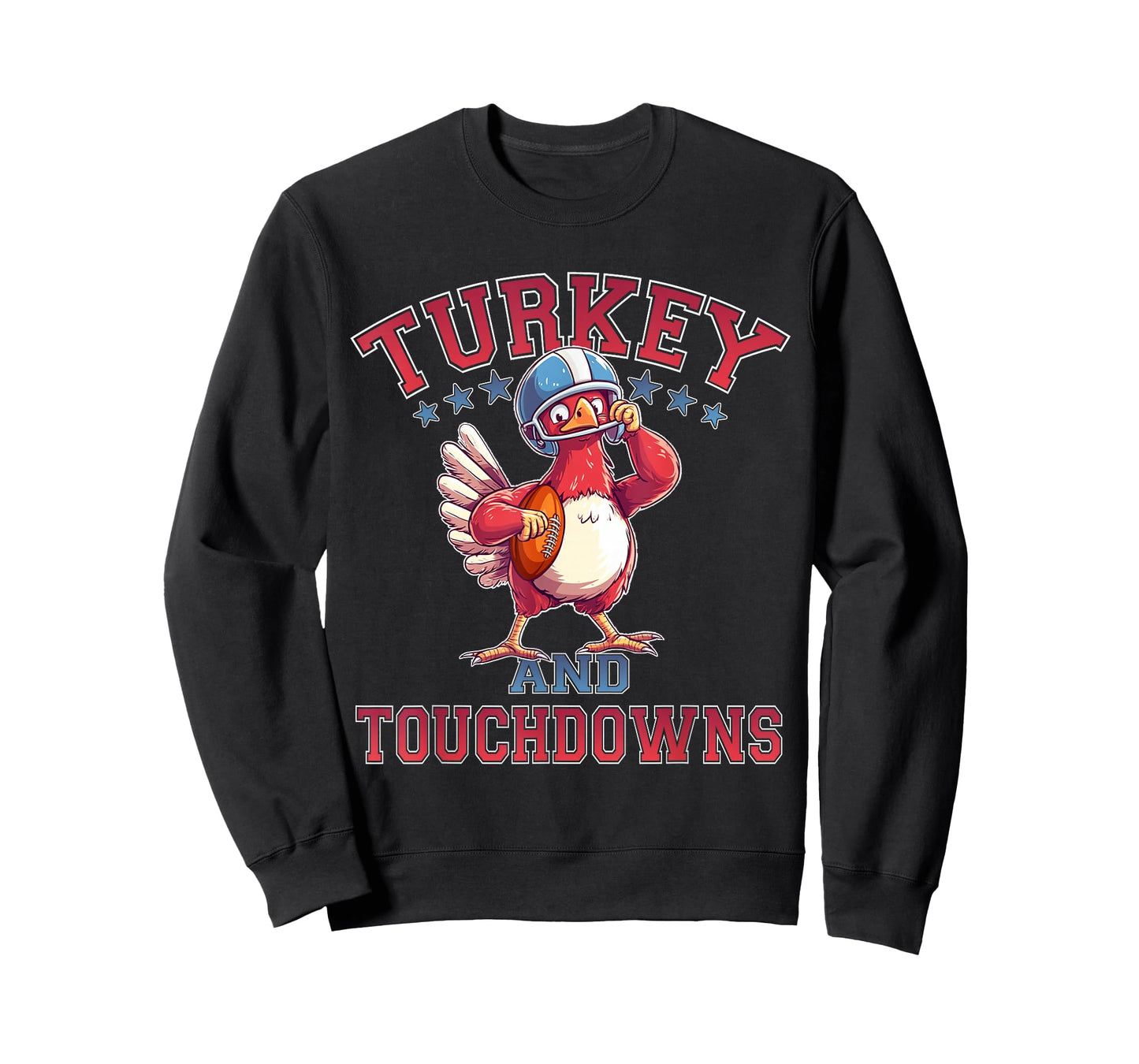 Thanksgiving Football Turkey & Touchdowns Game Day T-Shirt
