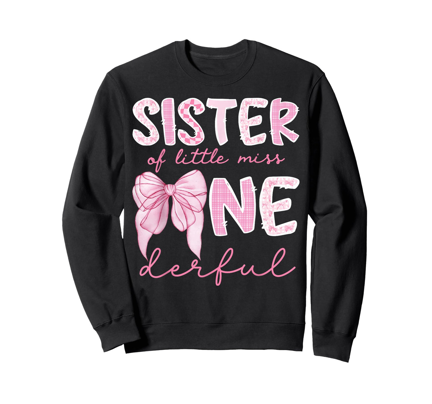 Sister of Little Miss Onederful First Birthday Girl Bow T-Shirt