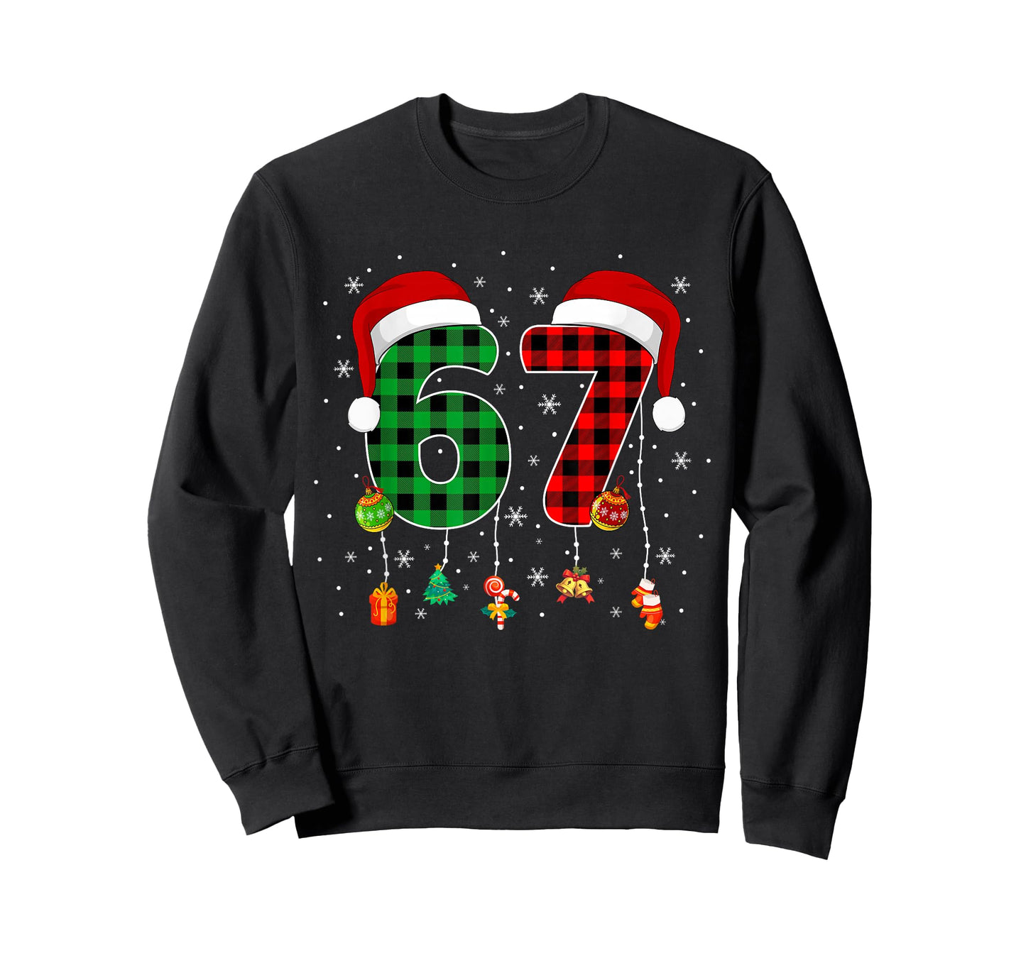 Funny Six Seven 6 7 Meme 67 Christmas Red Plaid Xmas Pajamas T-Shirt
