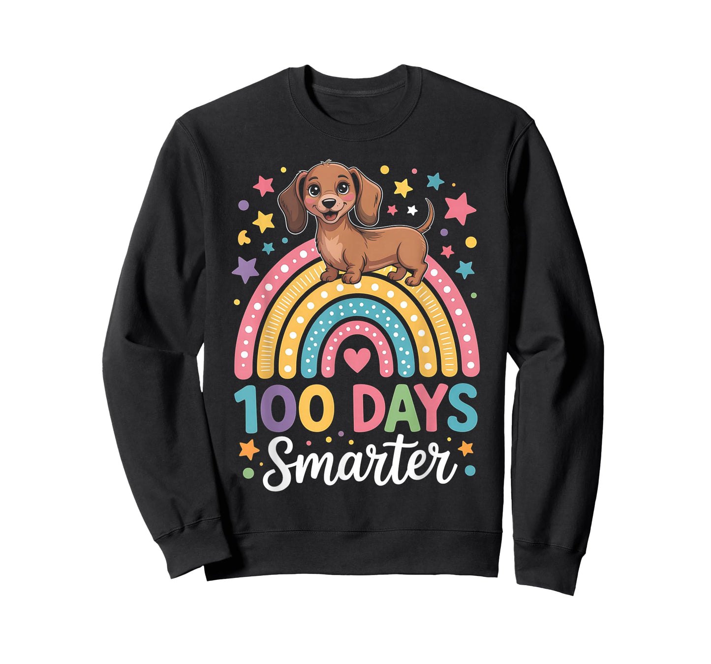100 Days Smarter Dachshund Dog Rainbow 100th Day of School T-Shirt