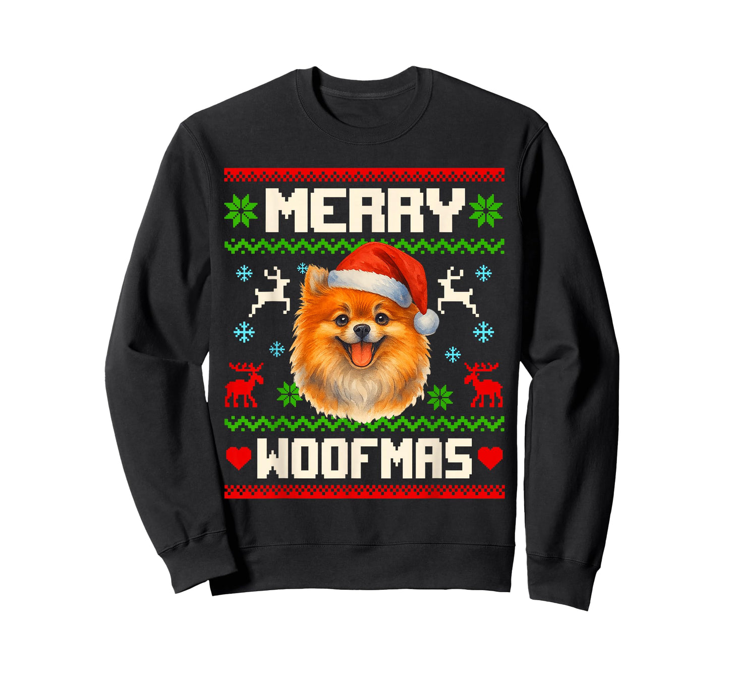 Pomeranian Dog Christmas Ugly Sweater Pet Dog Lover Xmas T-Shirt