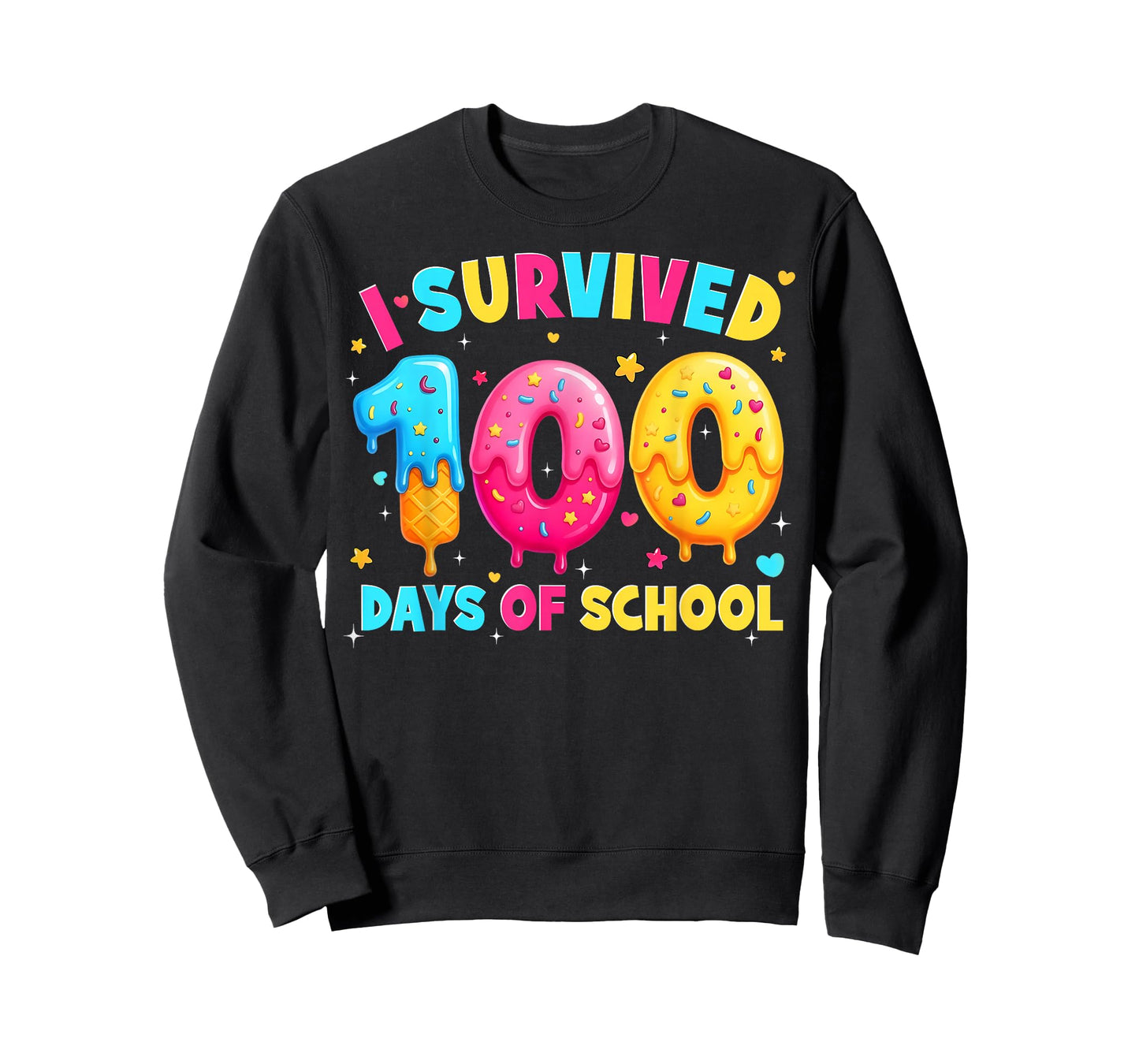 I Survived 100 Days of School Ice Cream Drip Boy Girl Kid T-Shirt