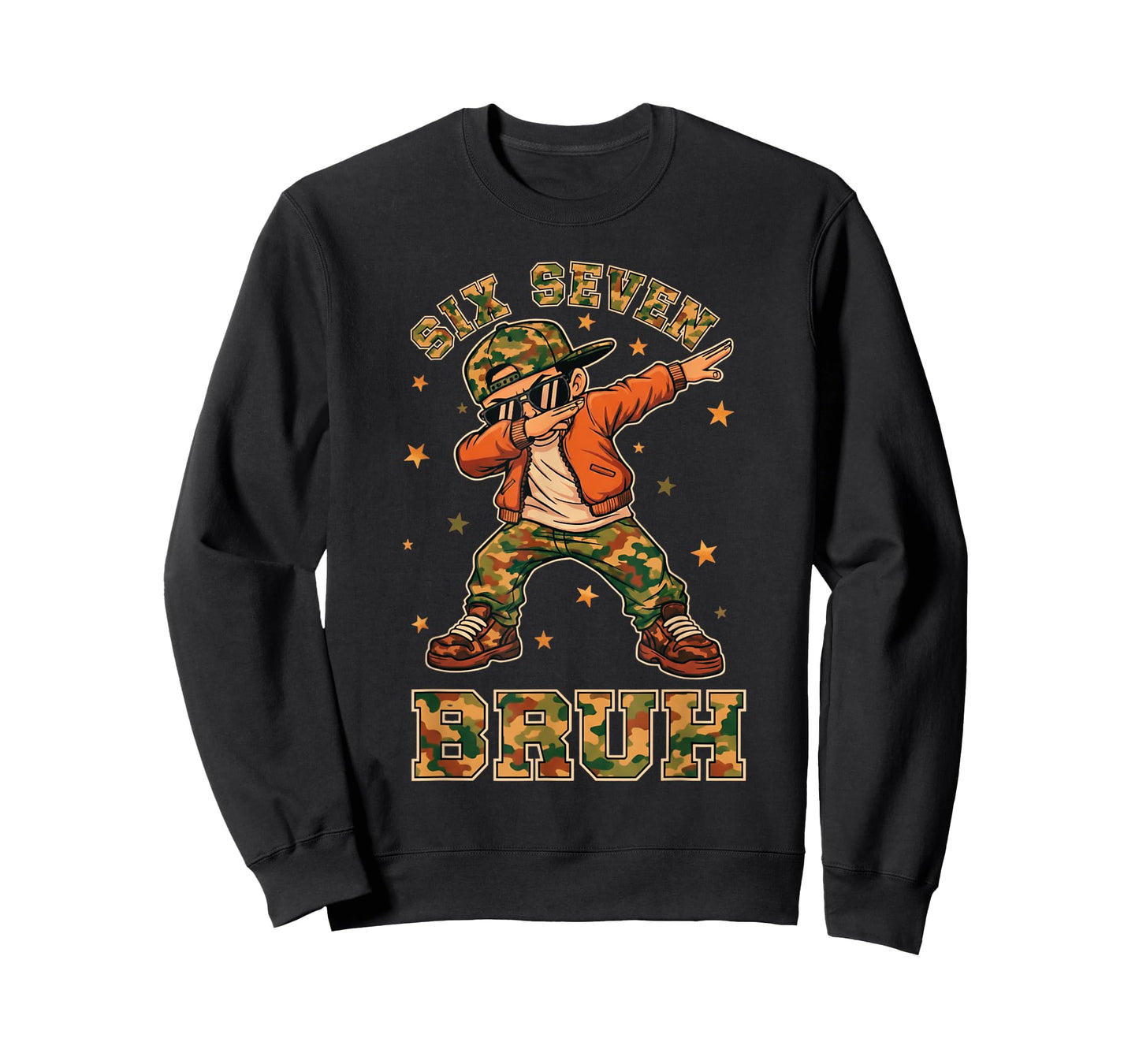 Funny Six Seven Bruh Dabbing Camo Kid Meme T-Shirt