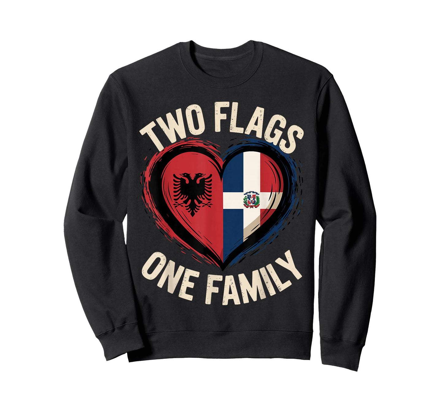 Two Flags One Family Half Albanian Dominican Roots Albania T-Shirt