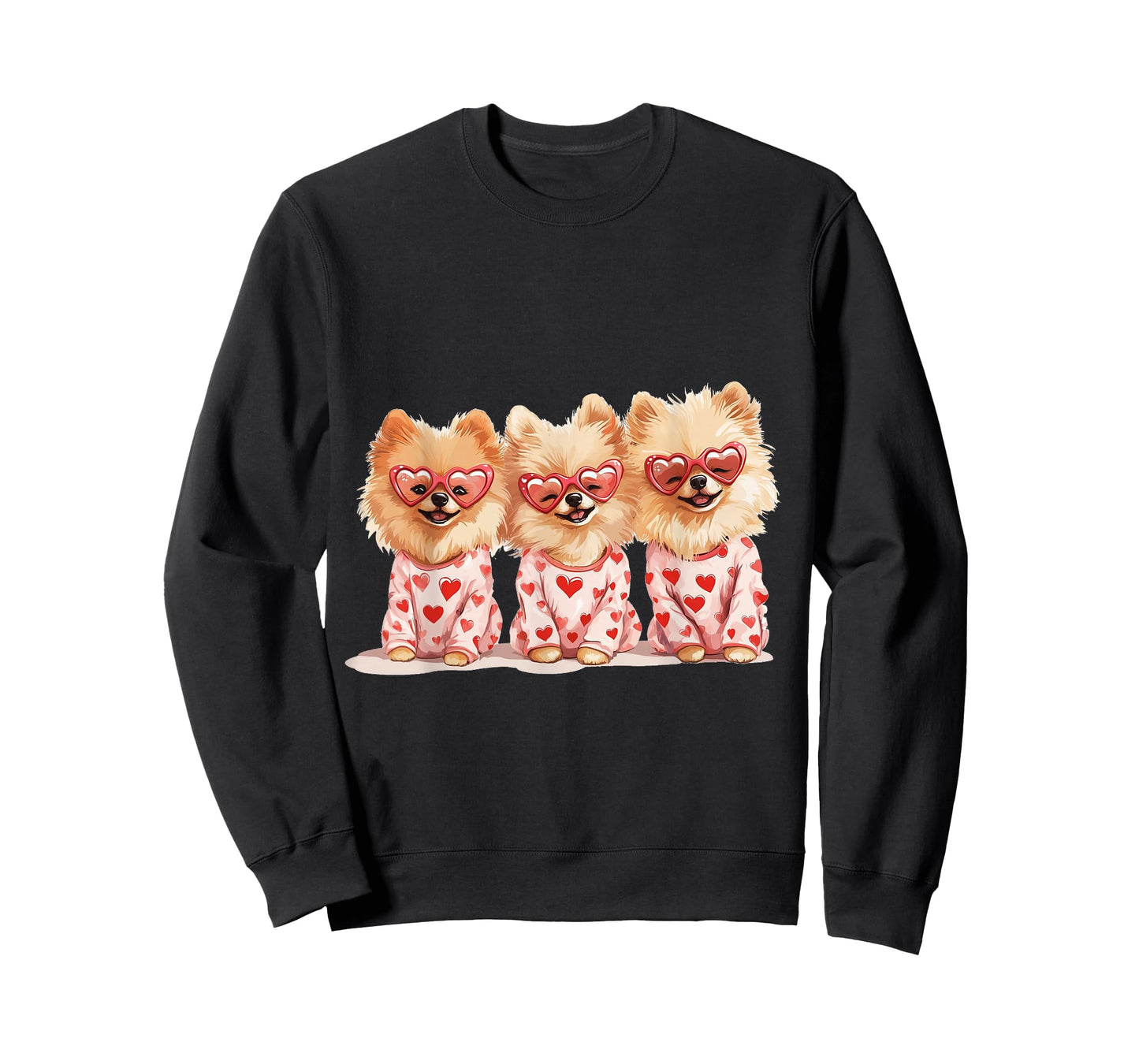 Cute Valentine Pomeranian Dogs Heart Sunglasses Love Pajamas T-Shirt