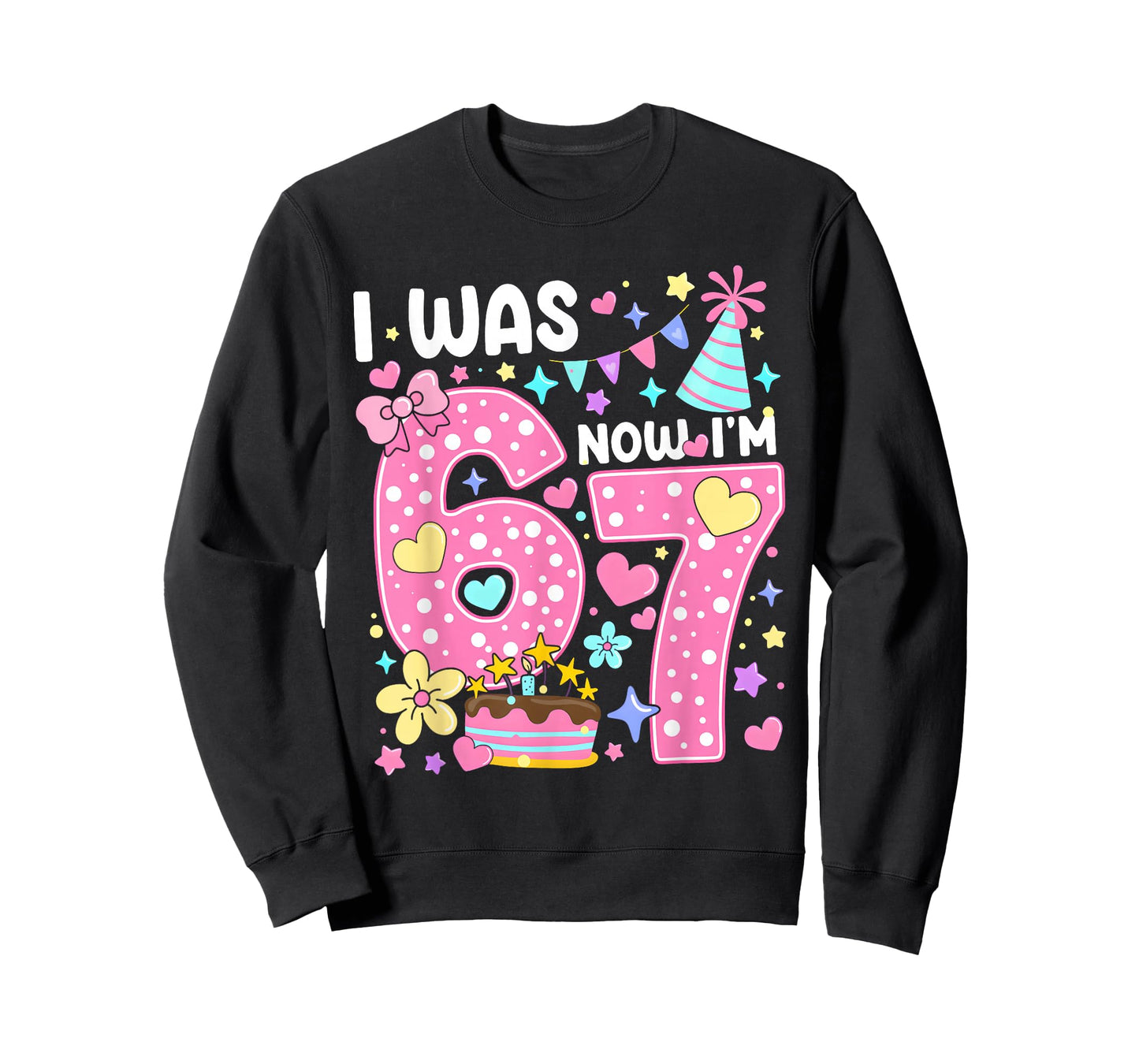 7 Year Old Birthday I was 6 Now I'm 7 67 Funny Kids Girls T-Shirt