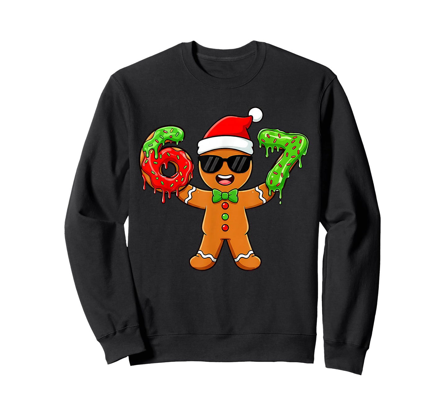 Gingerbread Six Seven 67 Meme 6 7 Funny Christmas Boys Kids T-Shirt