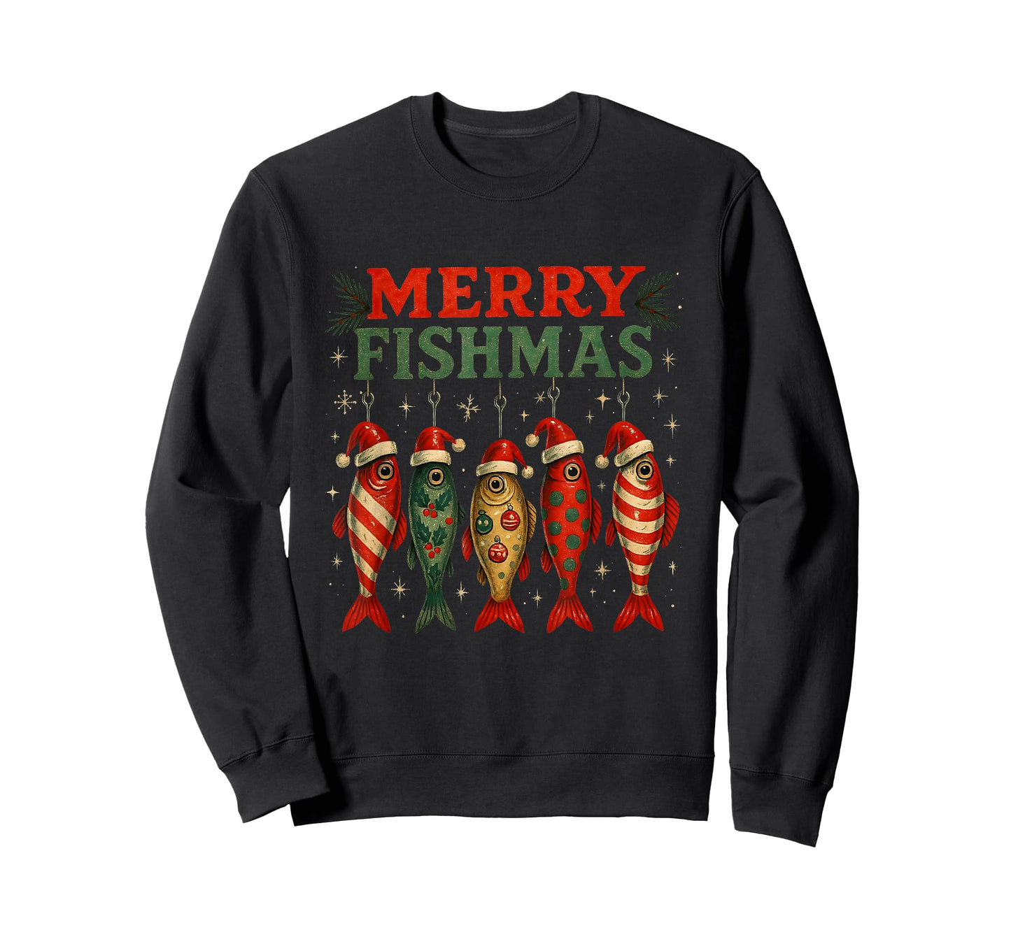 Merry Fishmas Funny Fishing Christmas Design T-Shirt