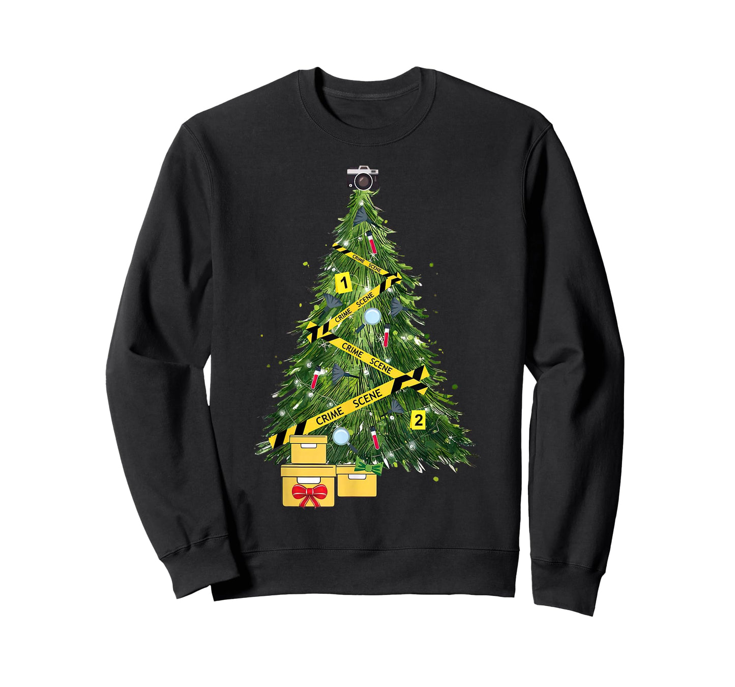 Forensics Science Christmas Tree Lights Scene Investigation T-Shirt