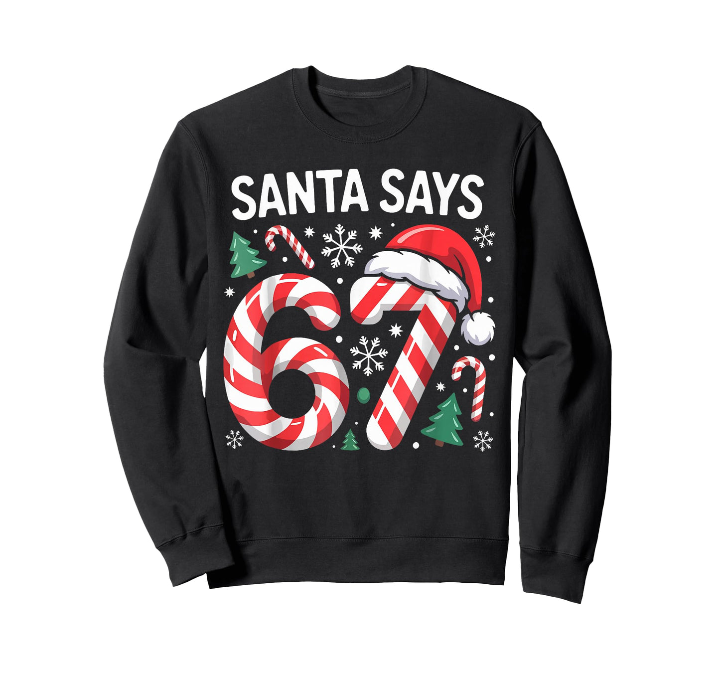 Matching Christmas Candy Cane Six Seven Santa Says 6 7 T-Shirt
