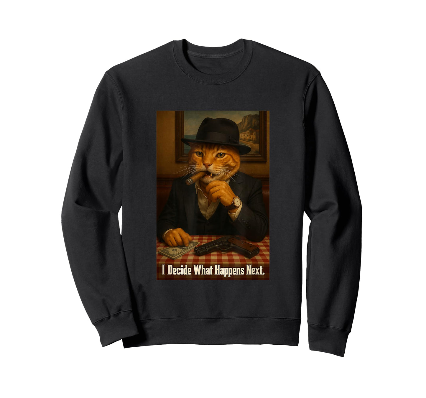 Mafia Cat Boss Funny Retro Art T-Shirt