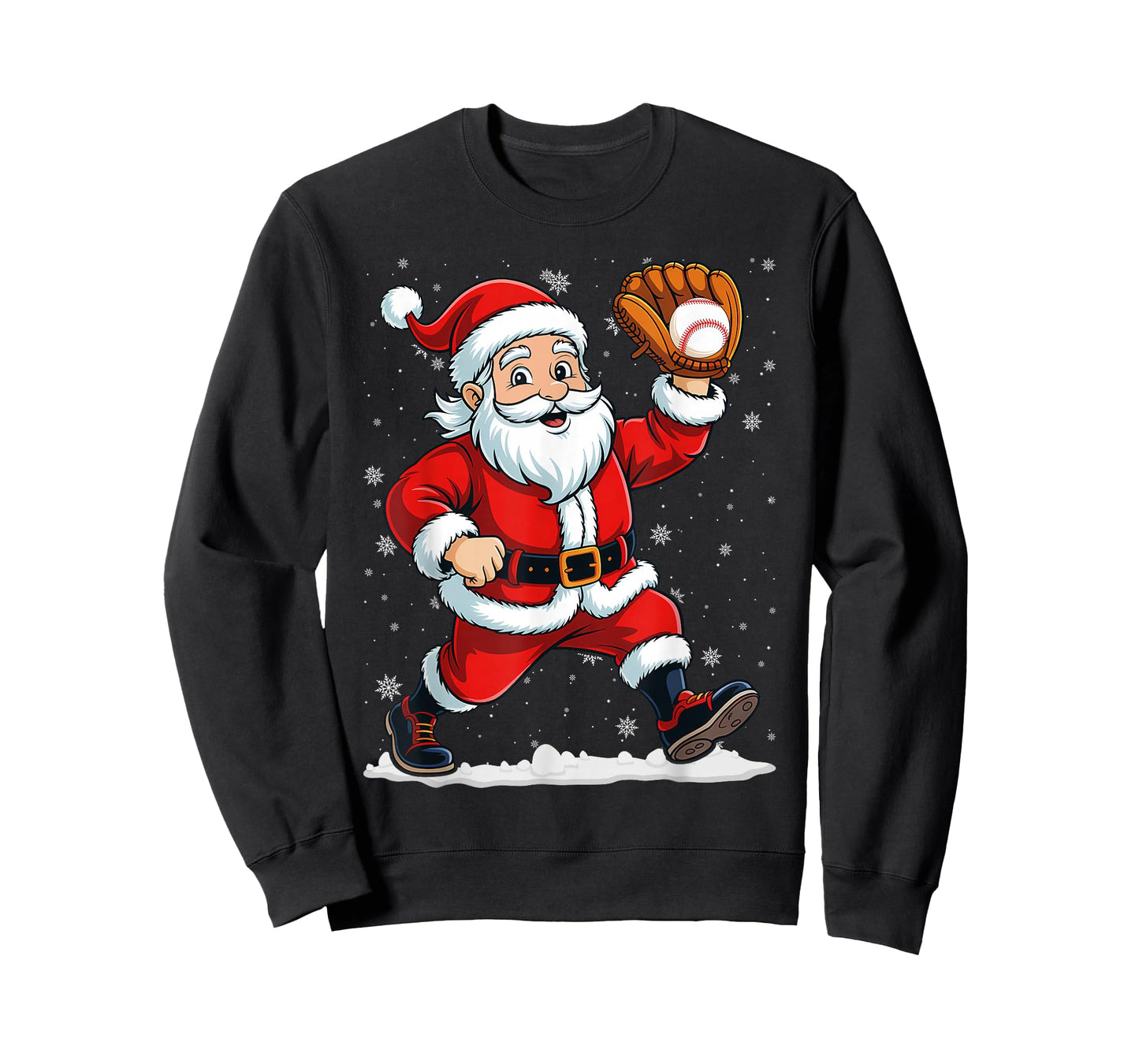Boys Men Xmas Pitcher Santa Claus Christmas Baseball T-Shirt