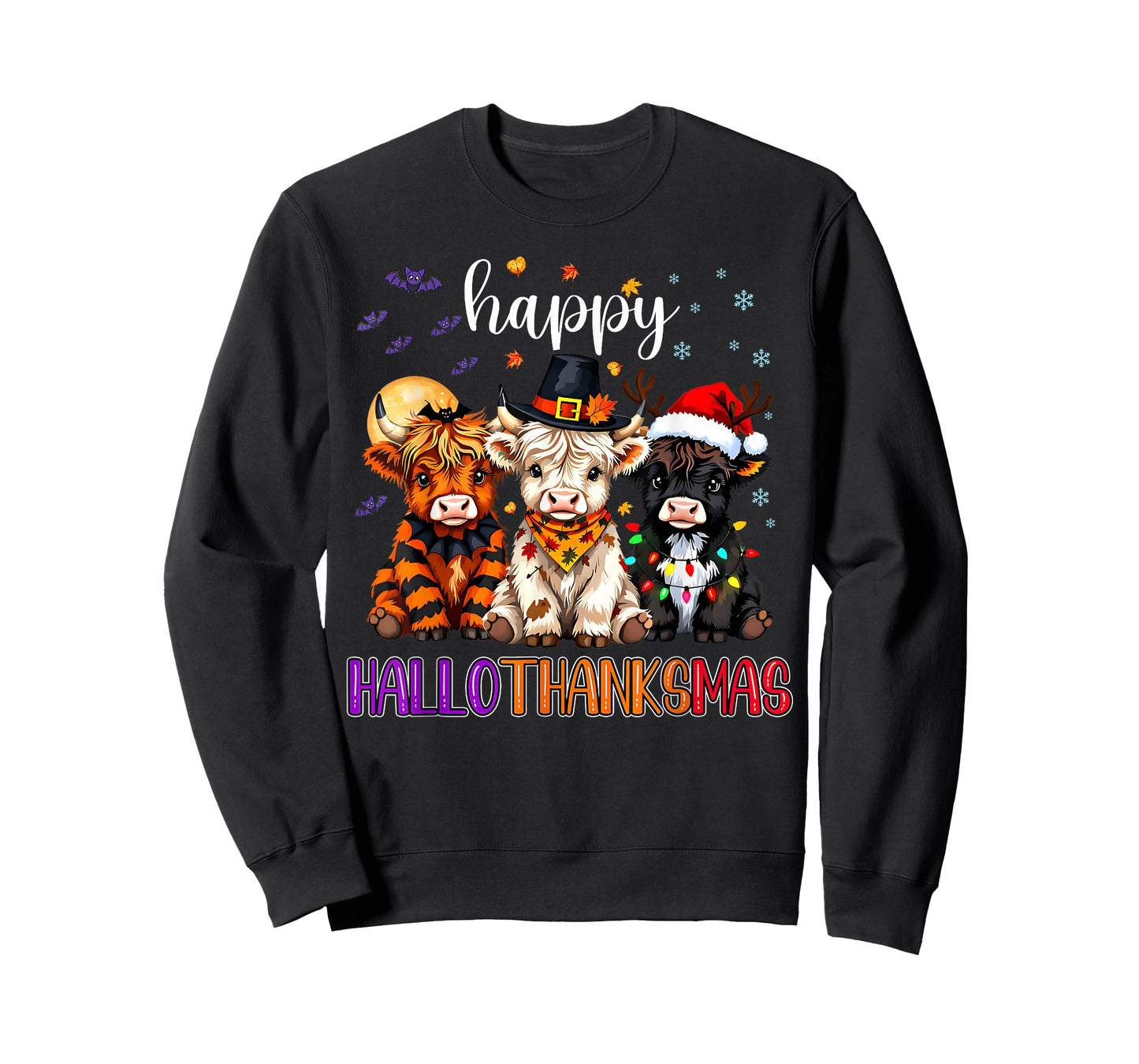 Halloween Thanksgiving Christmas Happy HalloThanksMas Cows T-Shirt