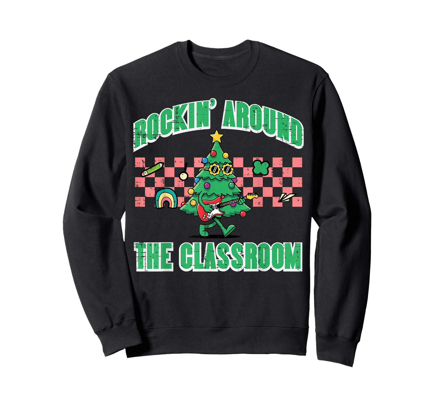Christmas Tree Rockin Around Classroom Xmas Teacher Women T-Shirt