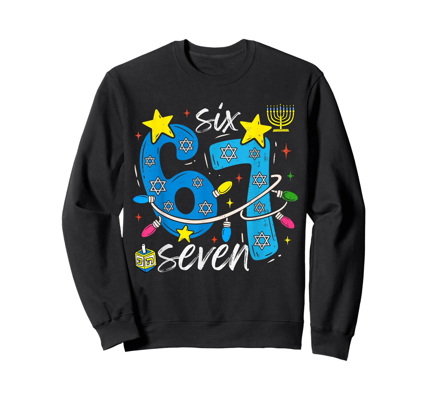 Hanukkah 67 Six Seven Meme Dreidel Jewish Menorah Chanukah T-Shirt