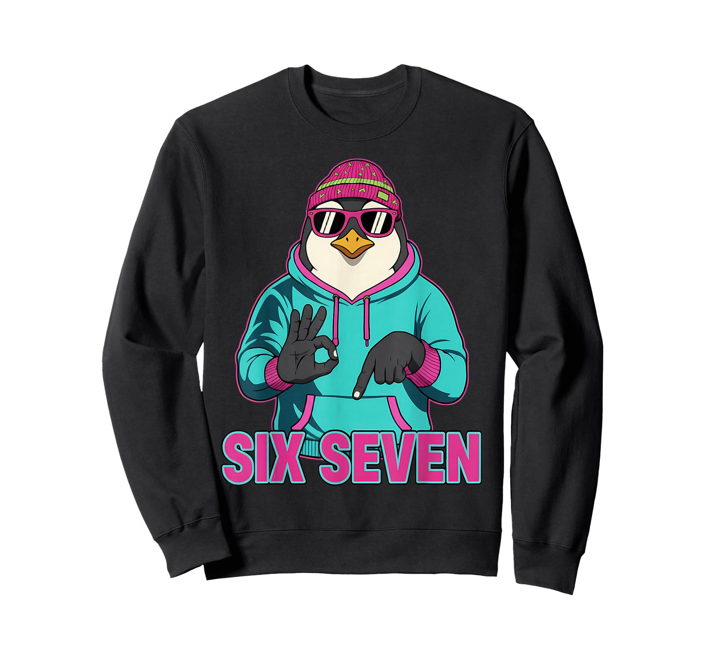 Six Seven Meme Cute Penguin 67 Funny Gen Z Apha Slang T-Shirt