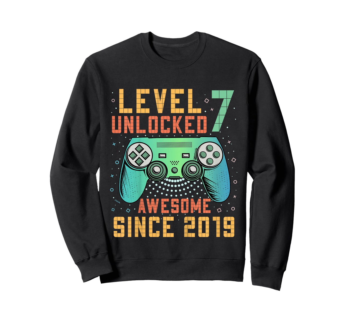Kids Level 7 Unlocked Awesome Since 2019 7th Birthday Boy T-Shirt