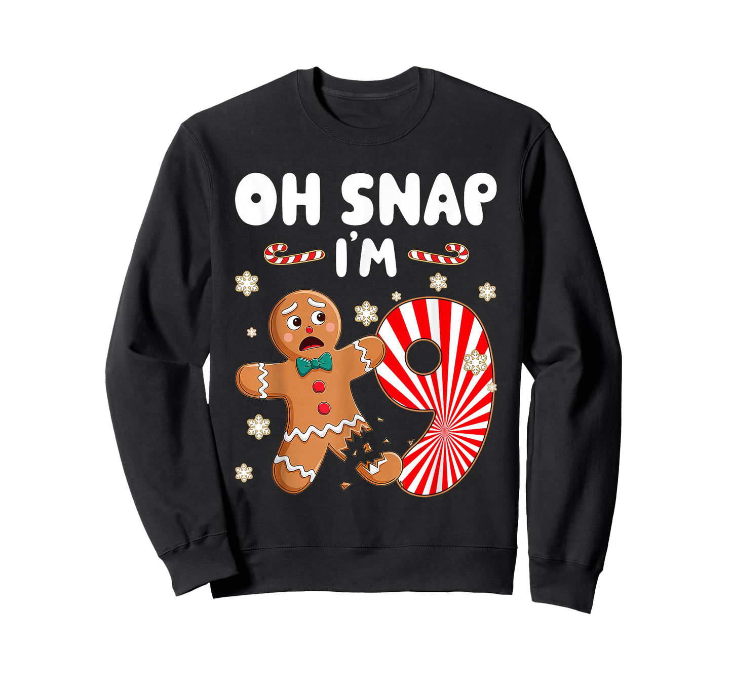Christmas Oh Snap 9 Year Old Gingerbread Man 9th Birthday T-Shirt