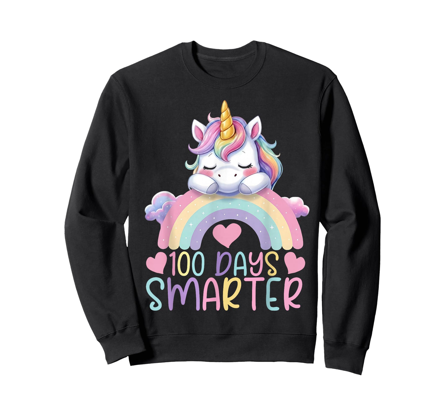 100 Days Smarter Kids Girls Unicorn 100th Day of School T-Shirt