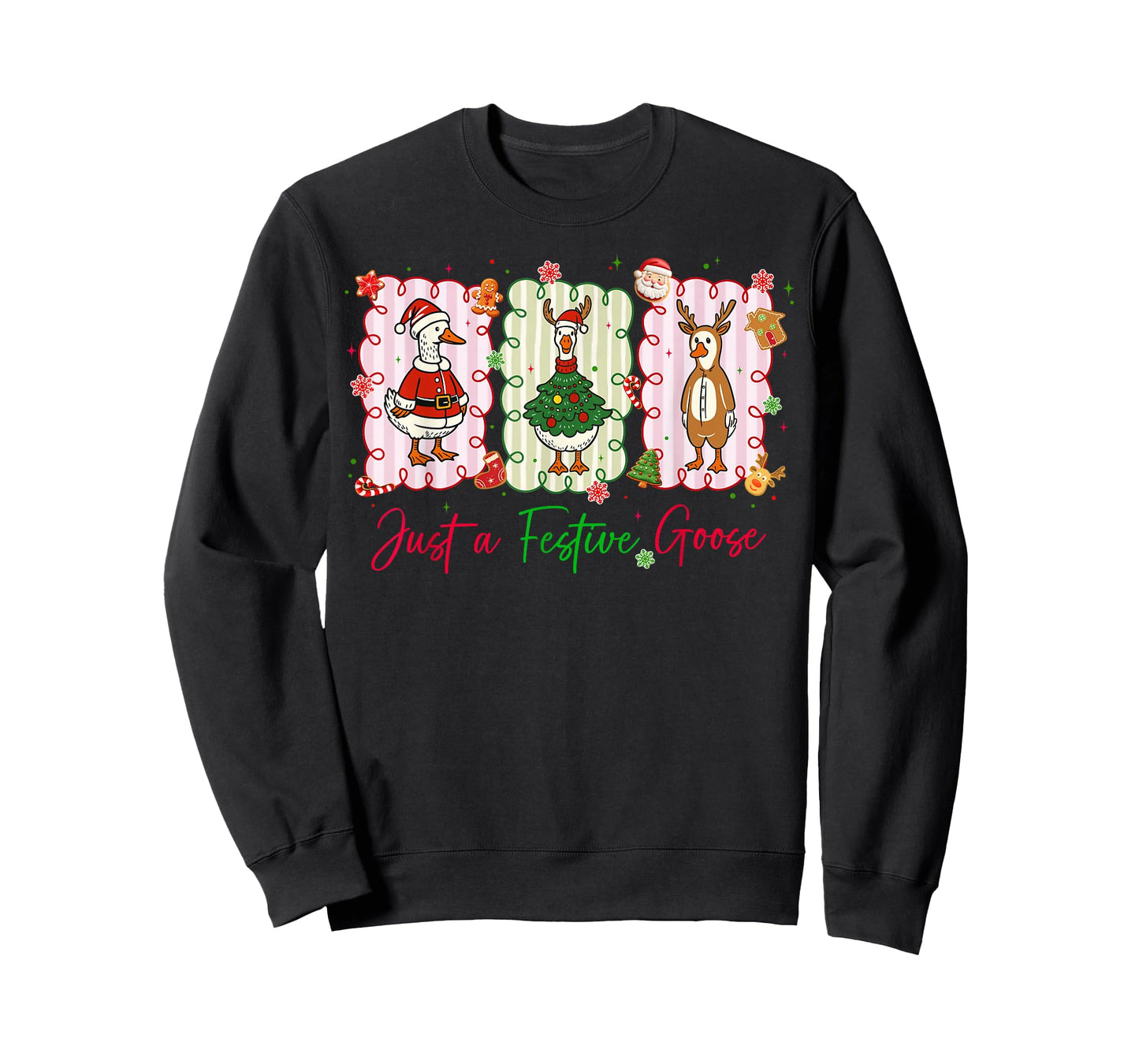 Just A Festive Goose Christmas Holiday Funny Silly Goose T-Shirt