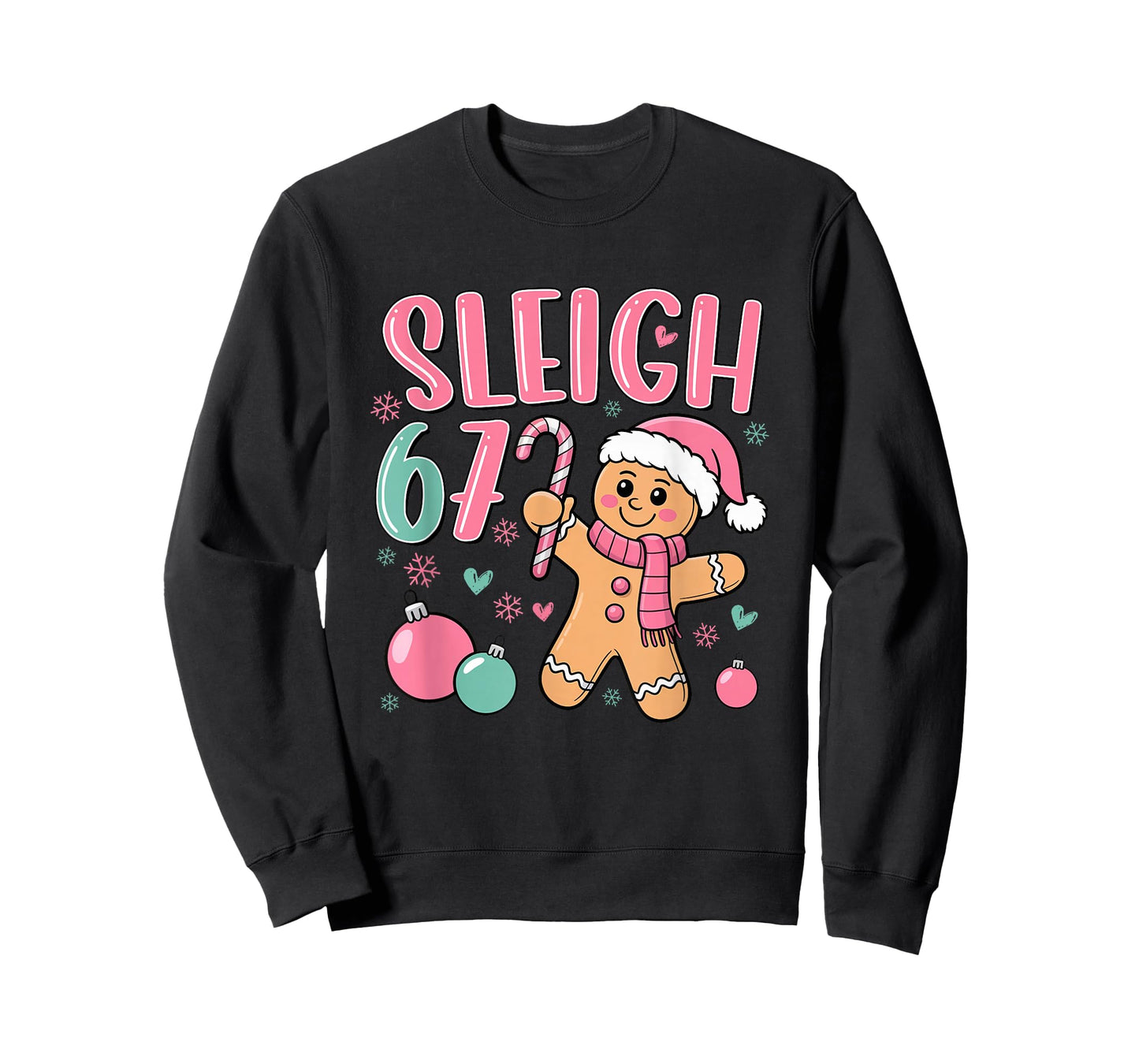 Sleigh 67 Gingerbread Christmas Six Seven Meme Viral Number T-Shirt