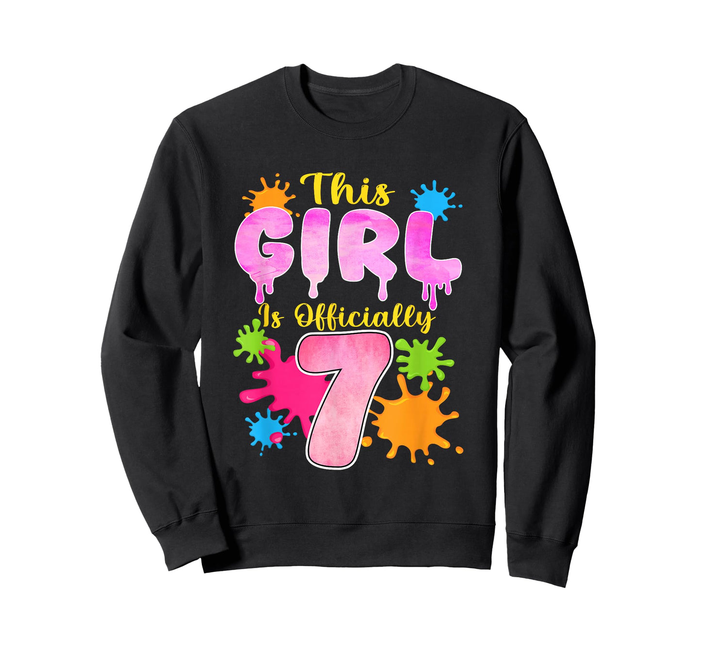 This Girl is Officially 7 Year Old Slime Themed 7th Birthday T-Shirt