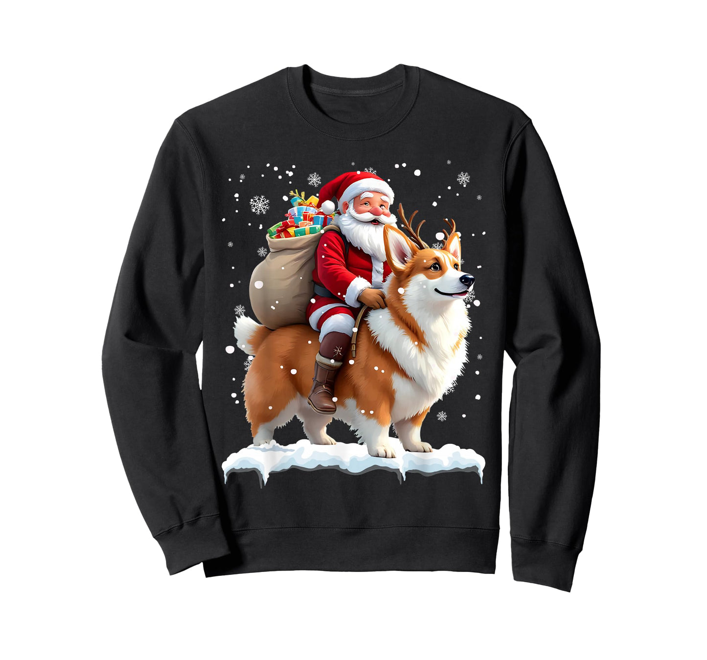 Merry Christmas 2025 Santa Riding Corgi Dog Xmas T-Shirt