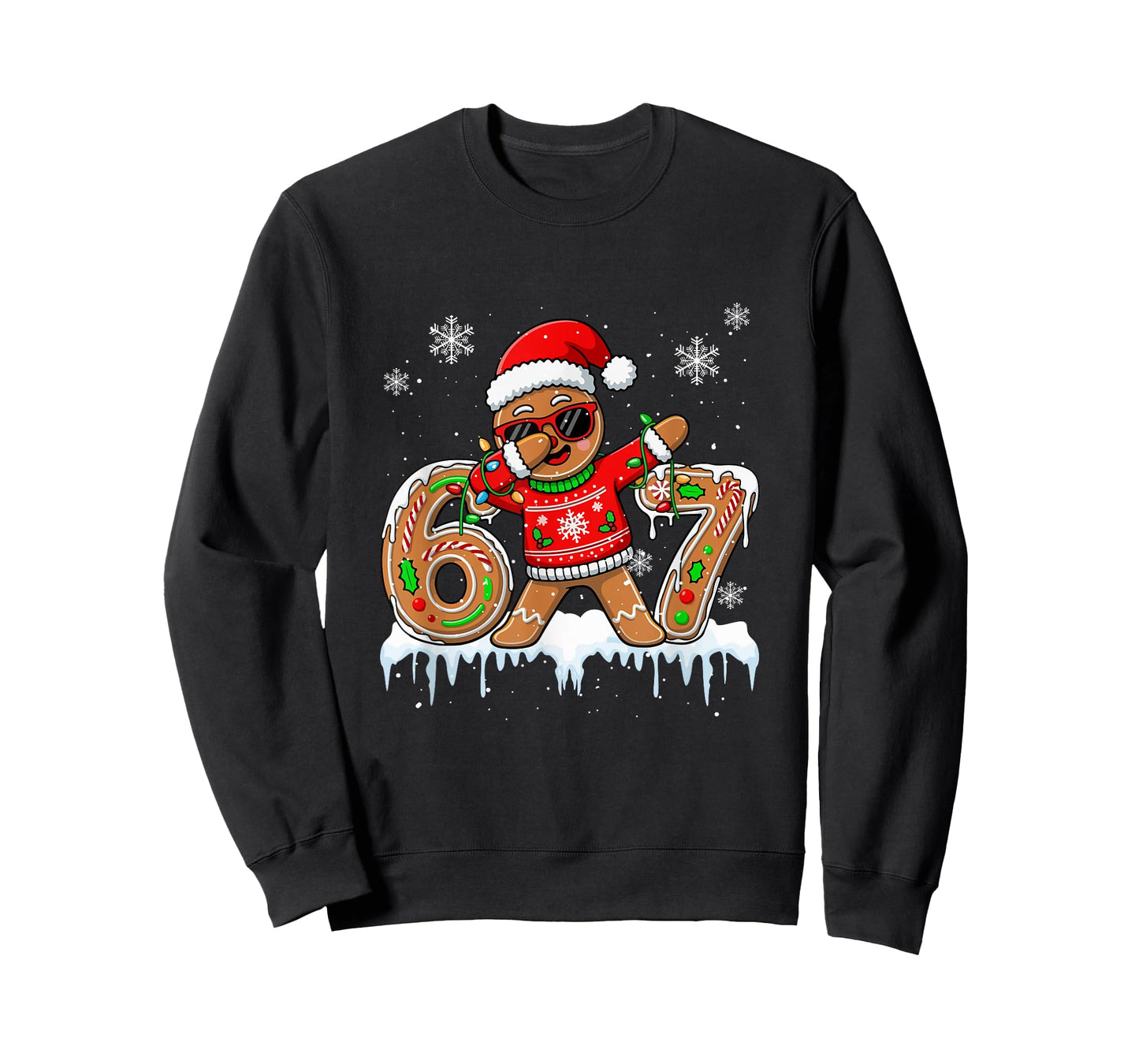 Six Seven 67 Christmas Funny Santa Gingerbread Dabbing Baker T-Shirt
