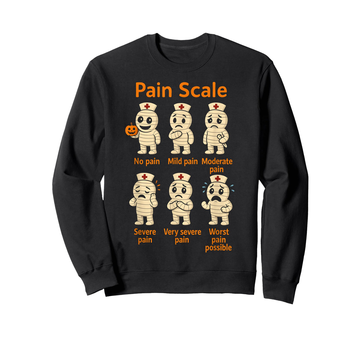 Pain Scale Cute Nurse Mummy Halloween Trauma Funny Nurse T-Shirt