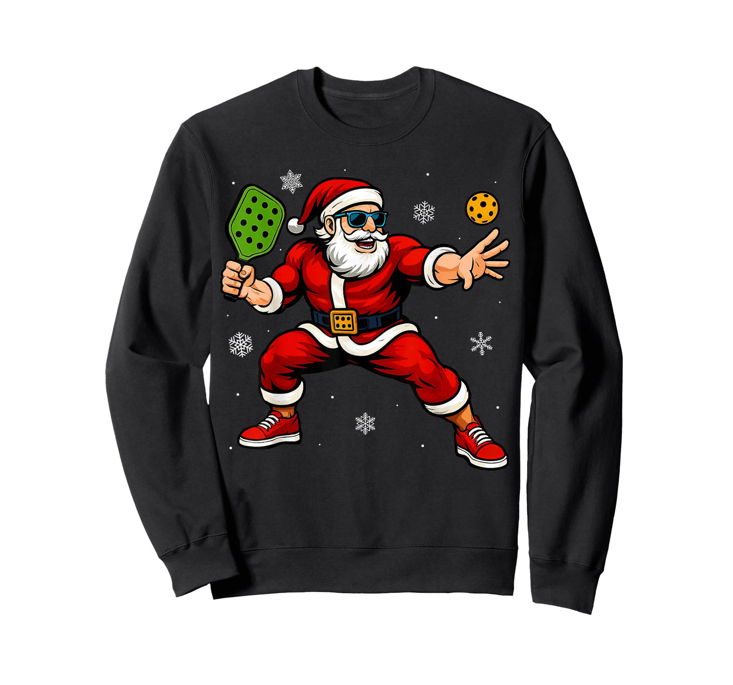 Santa Playing Pickleball Xmas Funny Christmas Pickleball T-Shirt