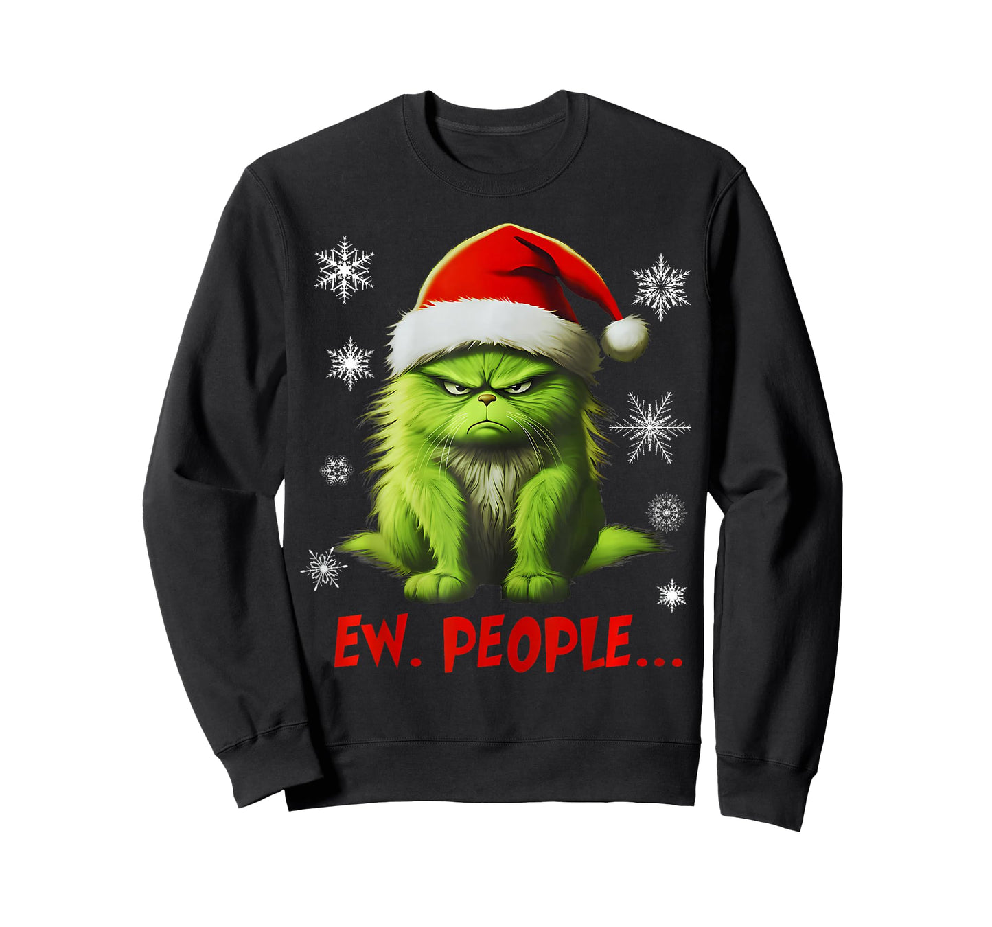 Funny Christmas Cat Ew People Meowy Cat Lovers Men Women Kid T-Shirt
