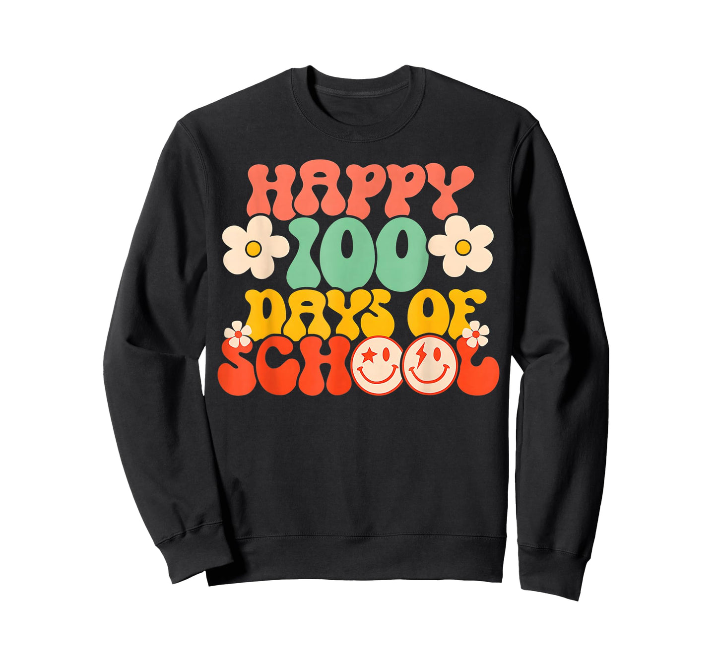 Happy 100th Day of School Teacher Kids Retro Groovy 100 Days T-Shirt