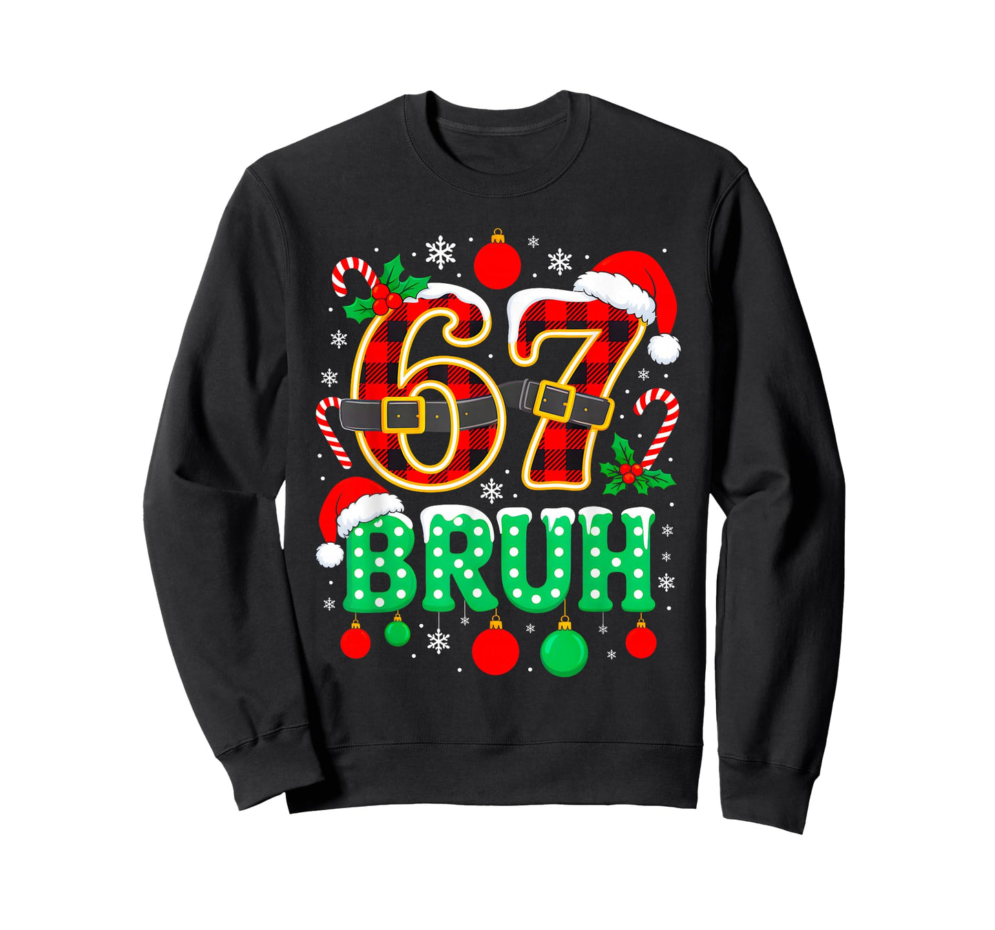 Funny 67 Six Seven Bruh Meme Christmas Pajama Family Holiday T-Shirt
