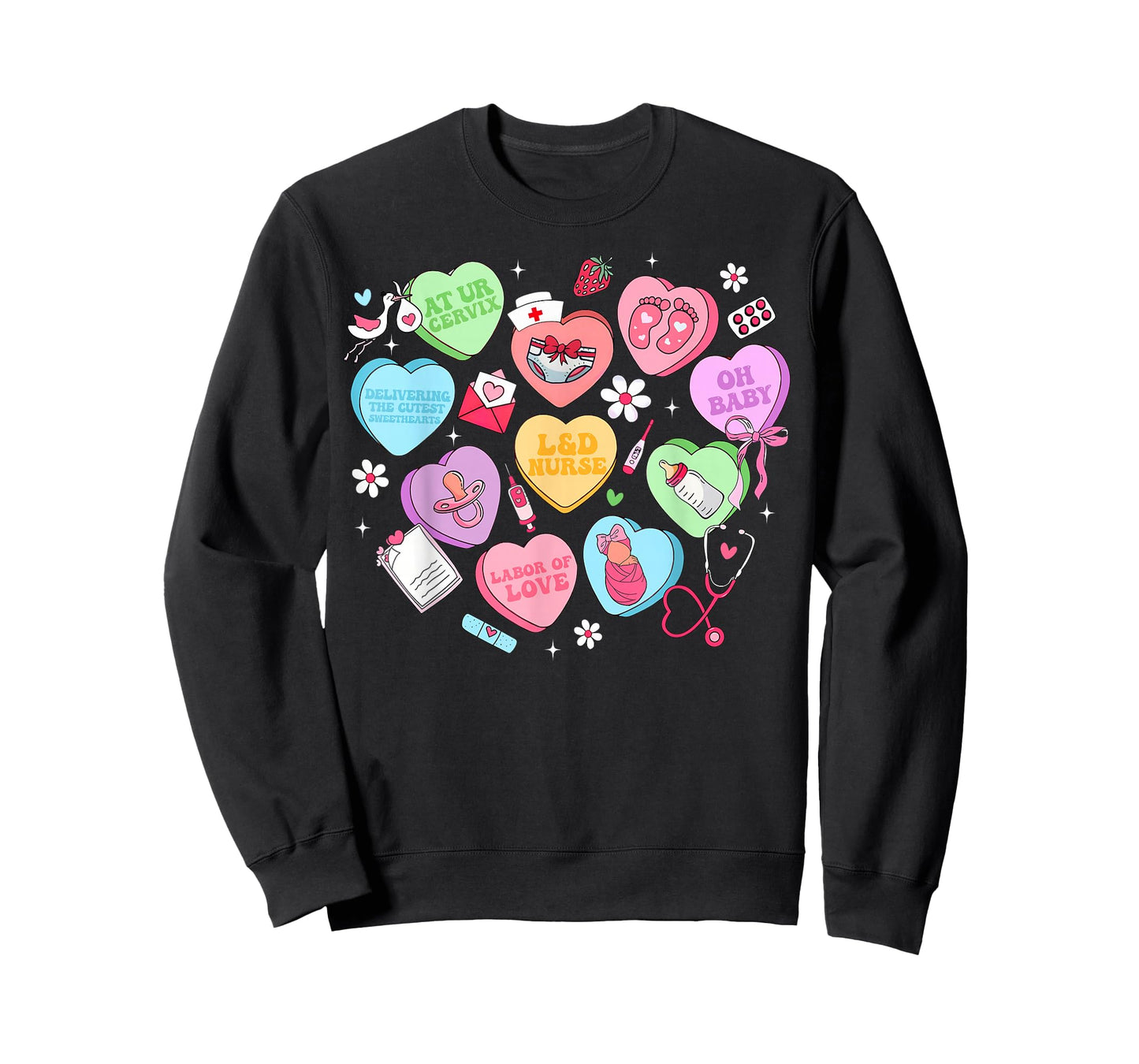 Valentine Labor and Delivery Nurse Heart Girl Women T-Shirt