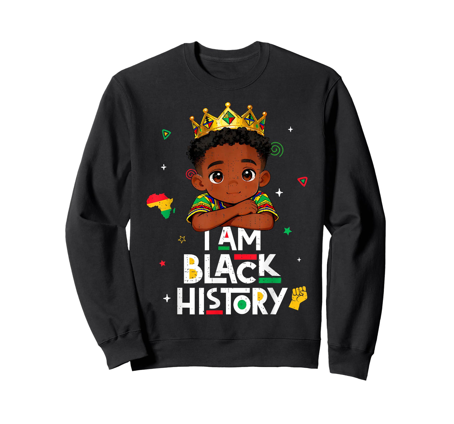I Am Black History Afro Boy African American Boys Kids T-Shirt