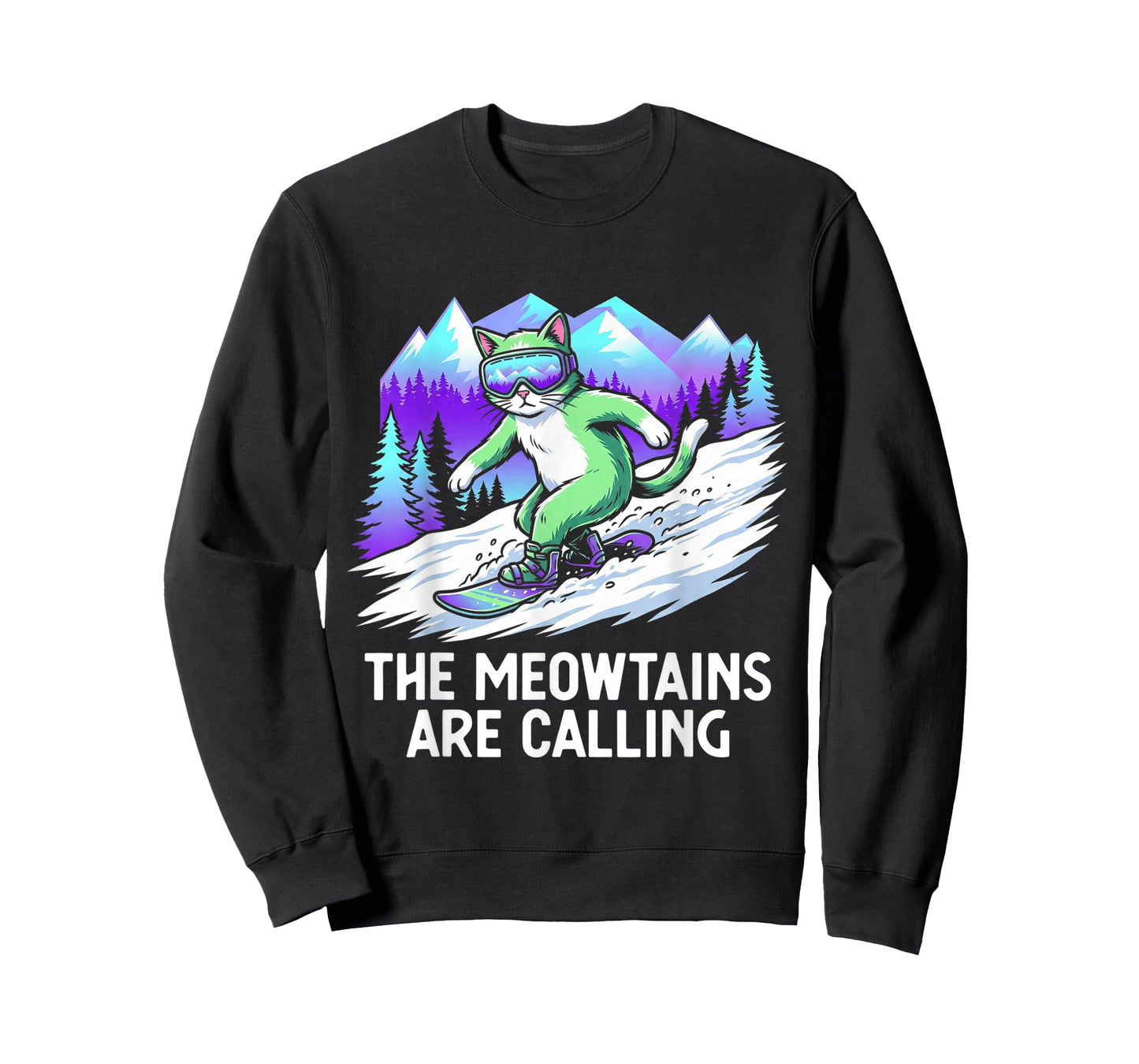 Cat Snowboard for Men Women Kids Ski Lover Mountain Skier T-Shirt