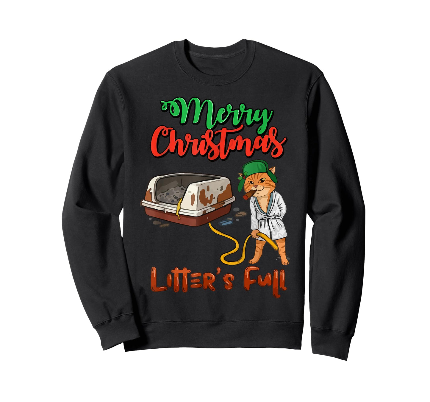 Litter's Full Merry Christmas Funny Cat Lovers Holidays Xmas T-Shirt