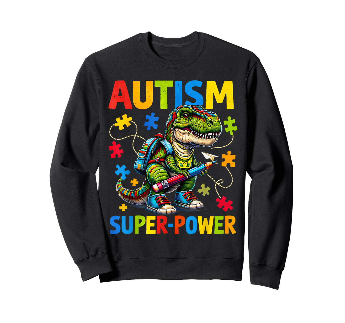 Autism is My Superpower Dino T Rex Puzzle T-Shirt