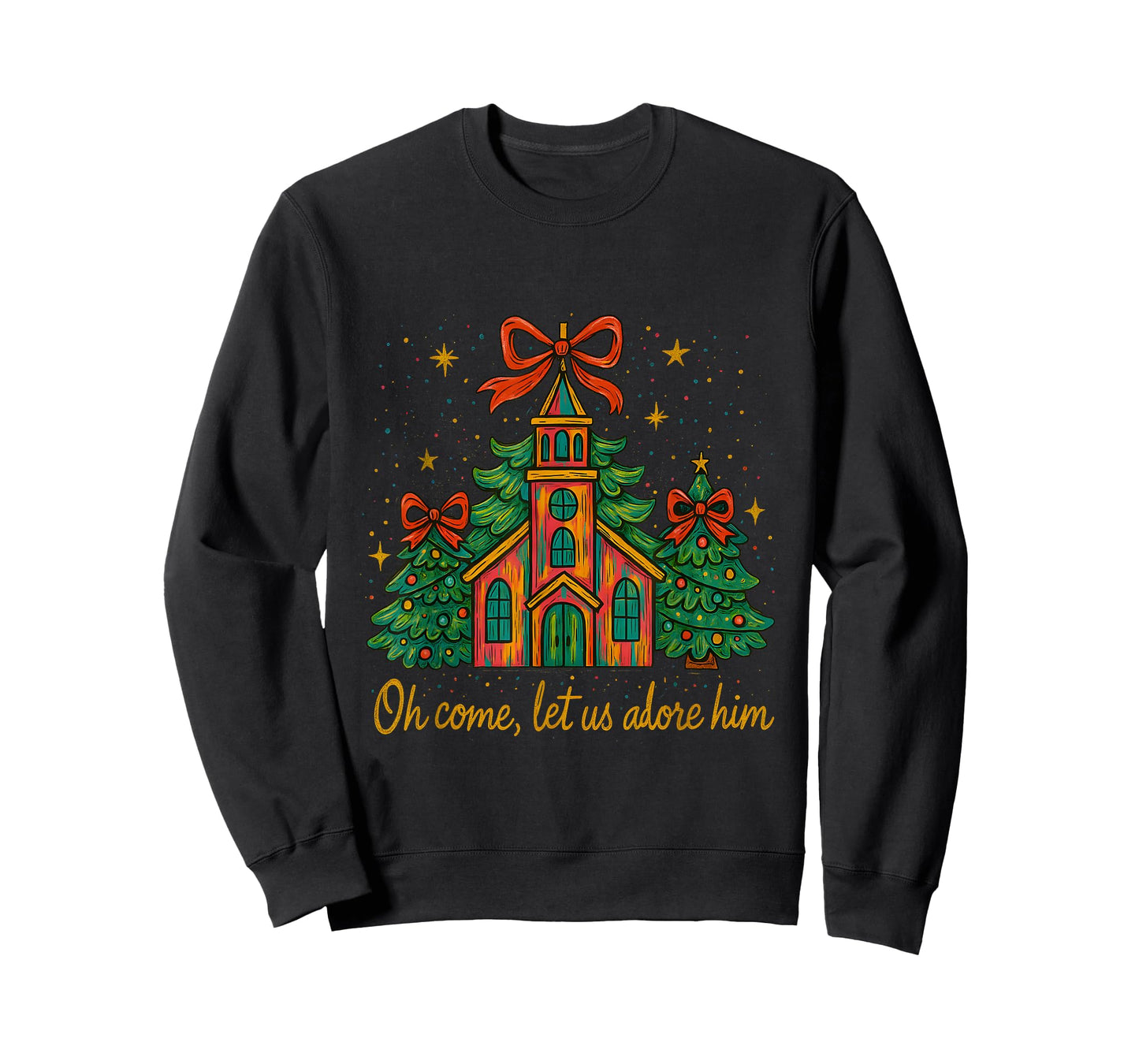 Oh Come Let Us Adore Him – Festive Christmas Church T-Shirt