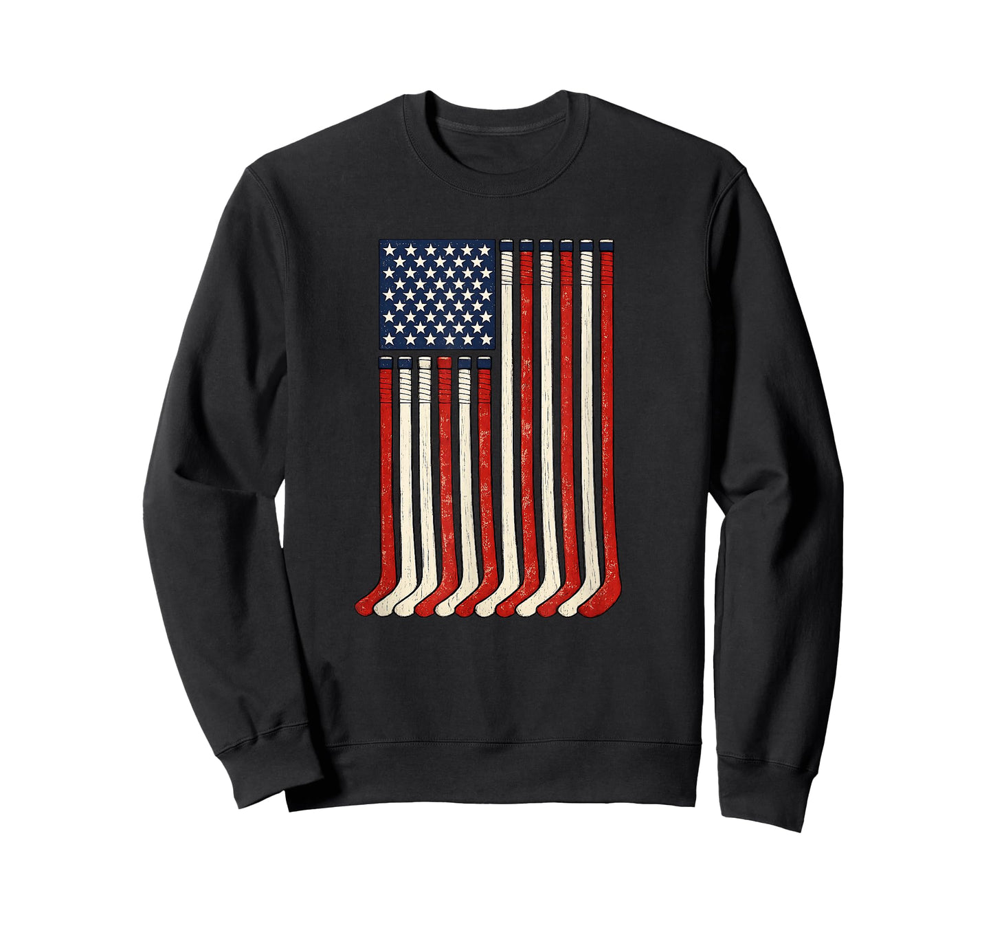 USA Flag Hockey Sticks Patriotic Ice Hockey 4th of July T-Shirt