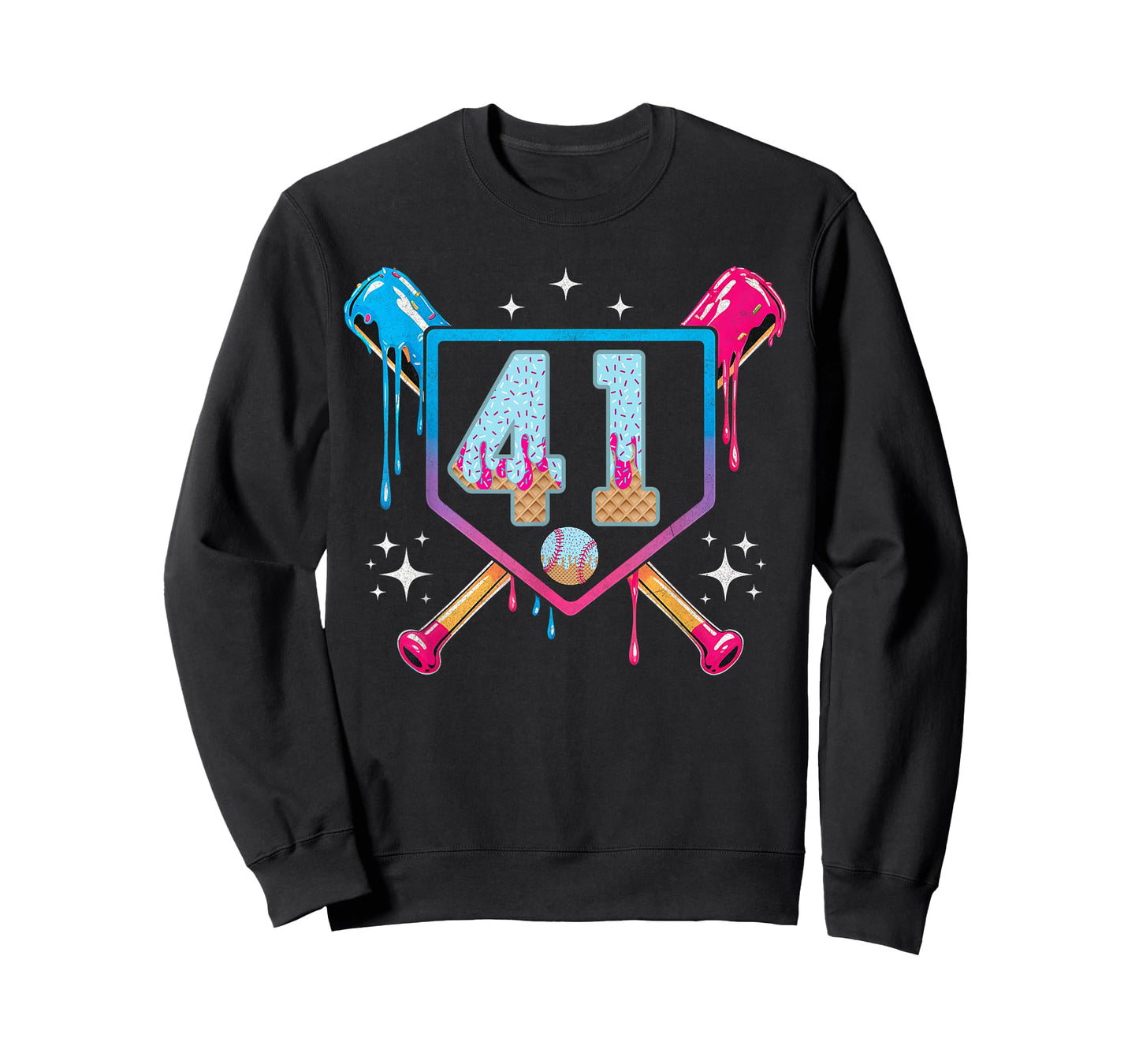 Baseball 41 Year Old Ice Cream Drip 41th Birthday Number 41 T-Shirt