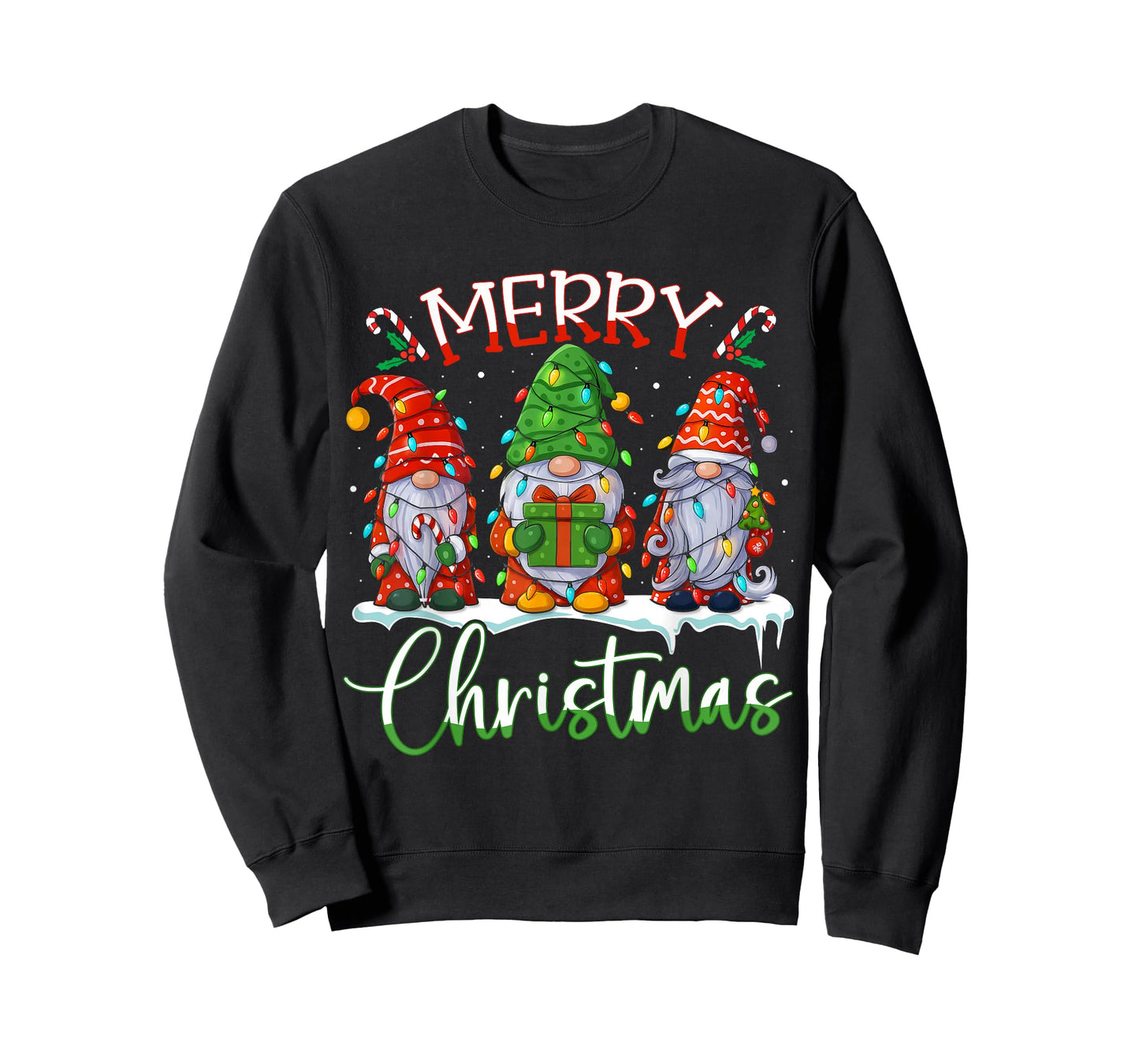 Cute Gnomes Merry Christmas Light Family Gnome Xmas Matching T-Shirt