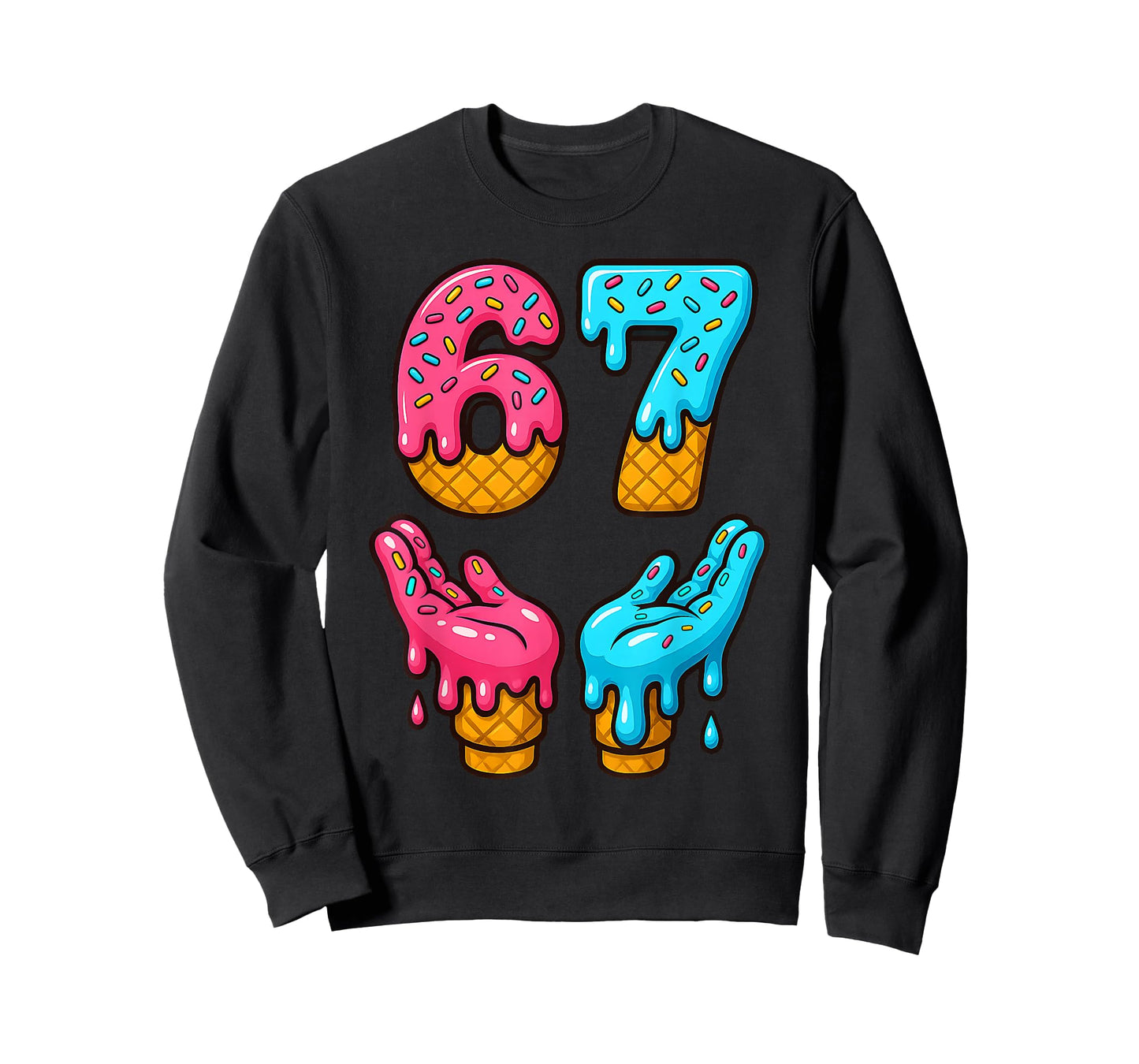 Six Seven Ice Cream Drip Meme 67 Funny Gen Alpha Slang 6 7 T-Shirt